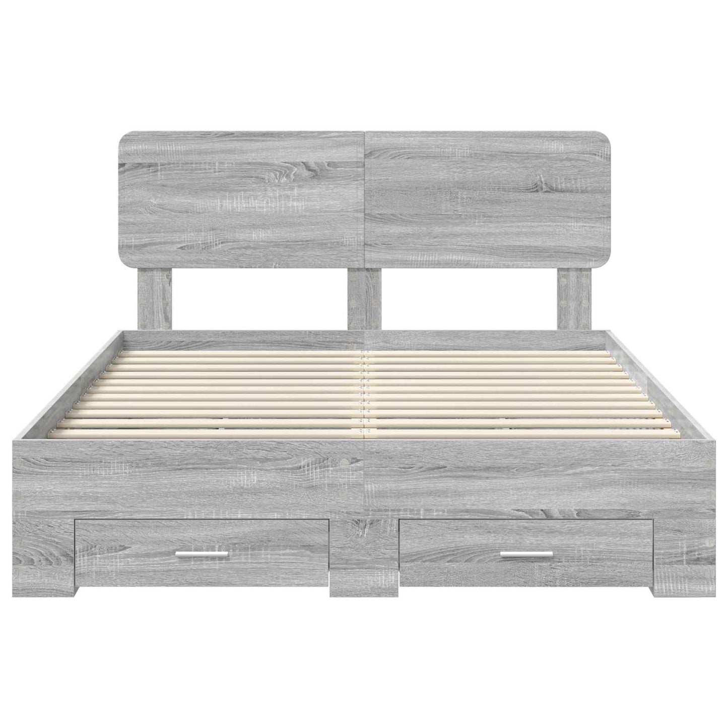 Bedframe met hoofdeinde Grijs Sonoma 140 x 200 cm Bewerkt hout is nu te koop bij PeponiXL, paradijselijk wonen!
