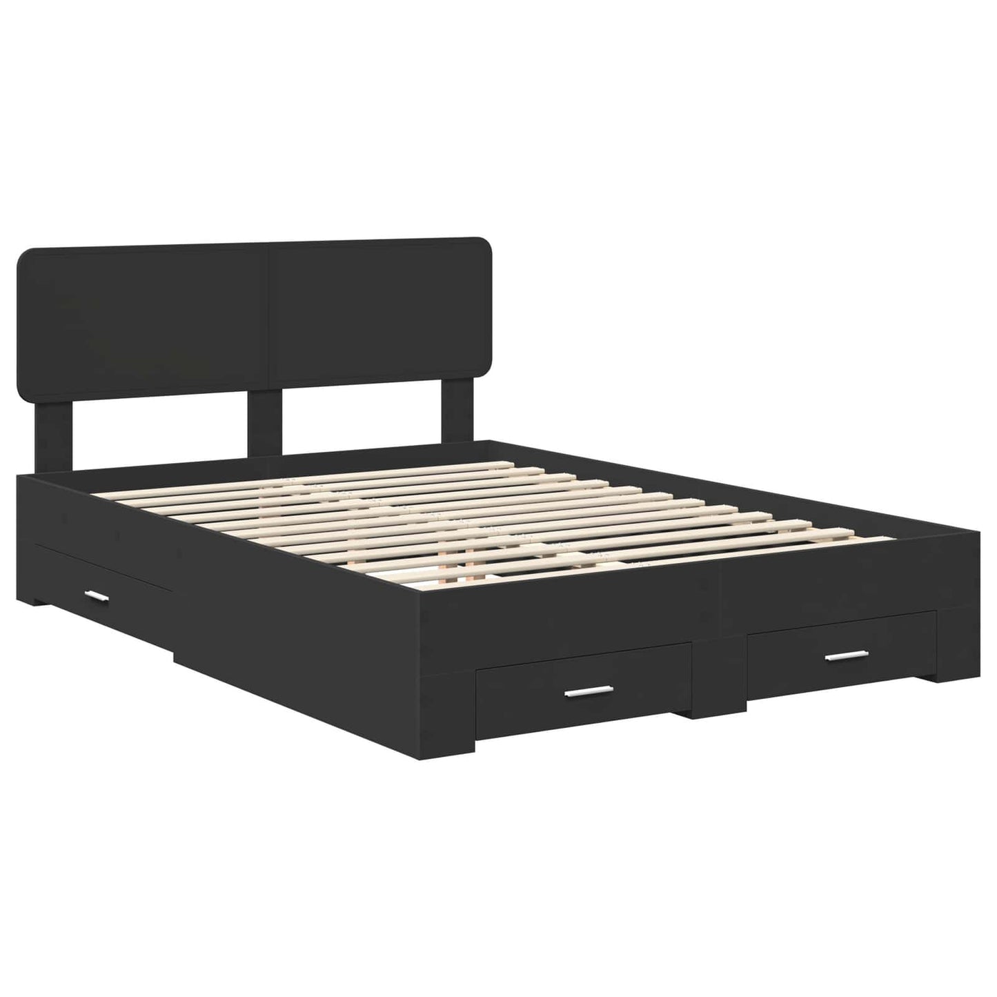 Bedframe met hoofdeinde Zwart 140 x 190 cm Bewerkt hout is nu te koop bij PeponiXL, paradijselijk wonen!