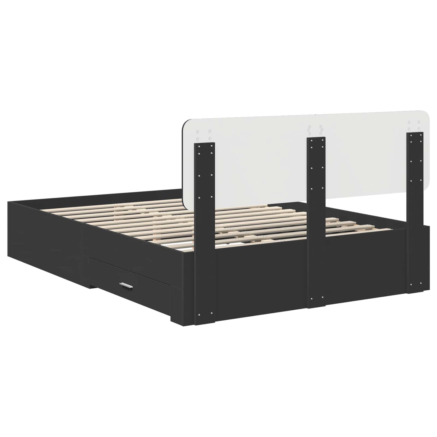 Bedframe met hoofdeinde Zwart 140 x 190 cm Bewerkt hout is nu te koop bij PeponiXL, paradijselijk wonen!