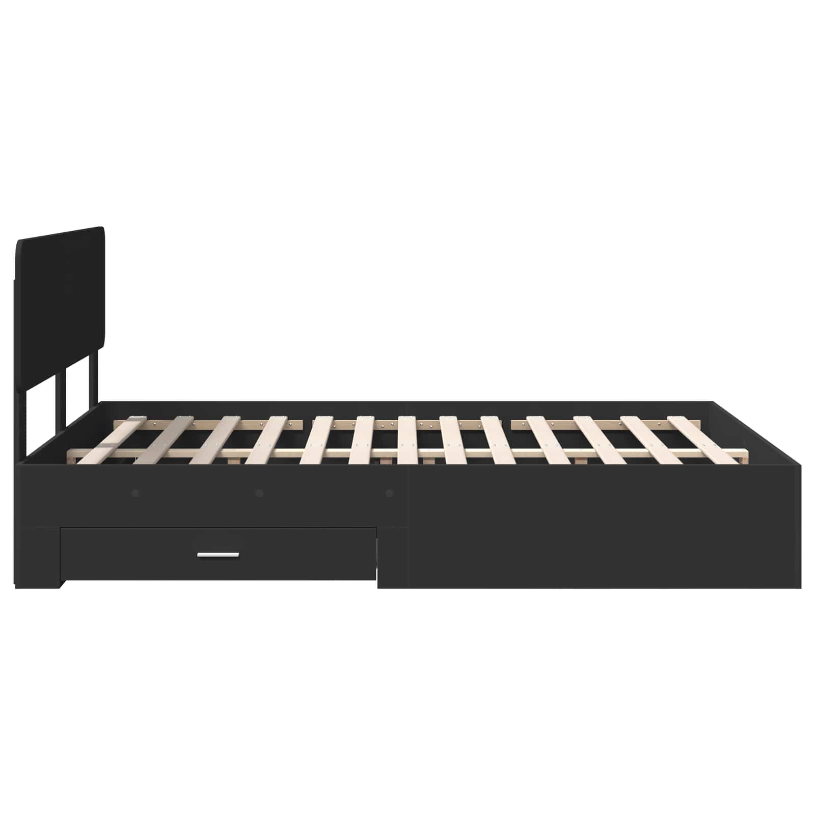Bedframe met hoofdeinde Zwart 140 x 190 cm Bewerkt hout is nu te koop bij PeponiXL, paradijselijk wonen!