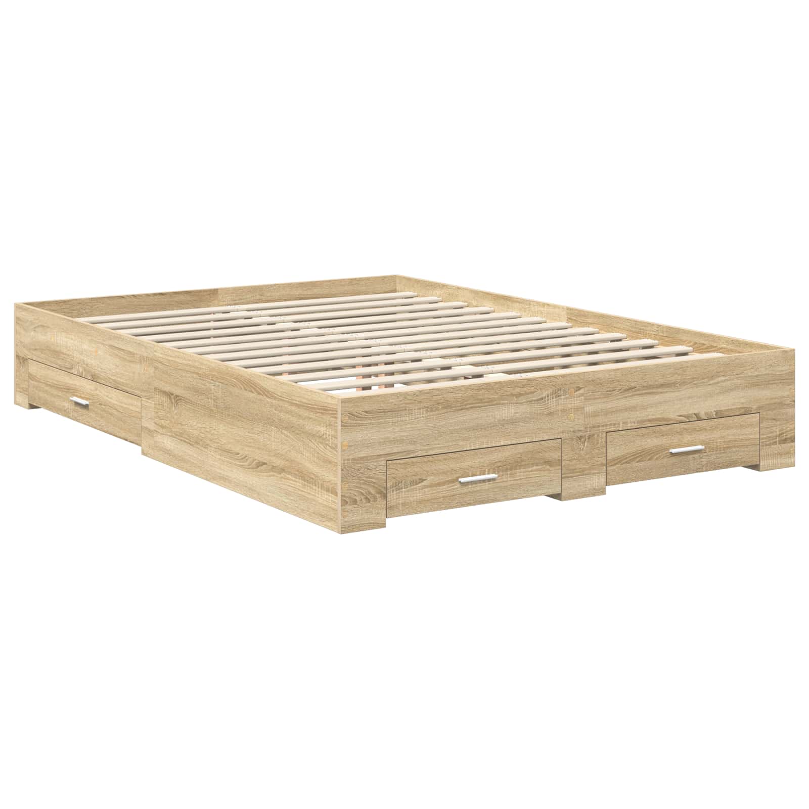 Bedframe met hoofdeinde Sonoma Eiken 140 x 190 cm Bewerkt hout is nu te koop bij PeponiXL, paradijselijk wonen!