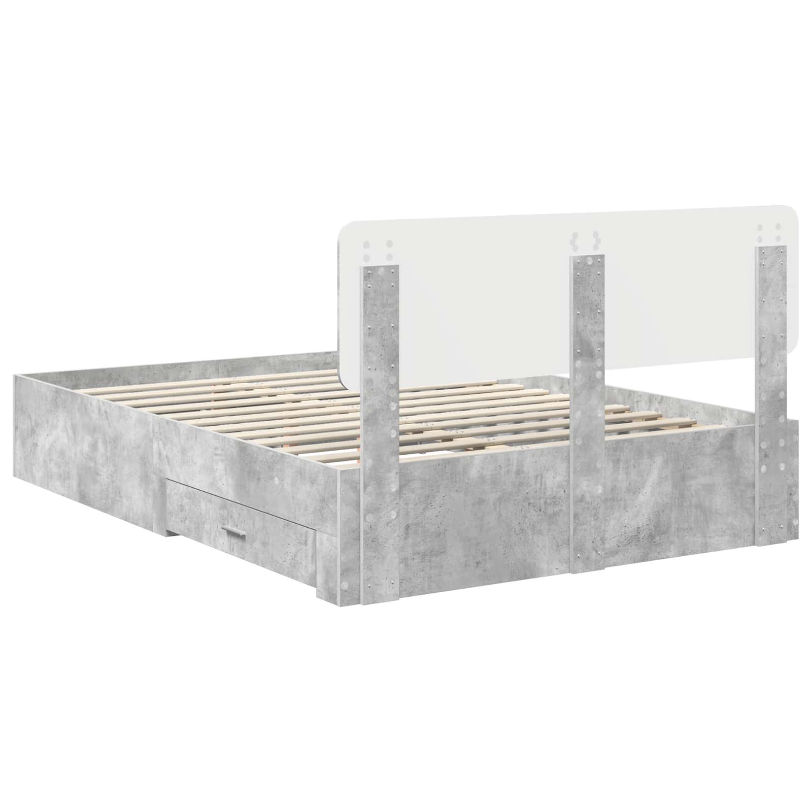 Bedframe met hoofdeinde Beton Grijs 140 x 190 cm Bewerkt hout is nu te koop bij PeponiXL, paradijselijk wonen!