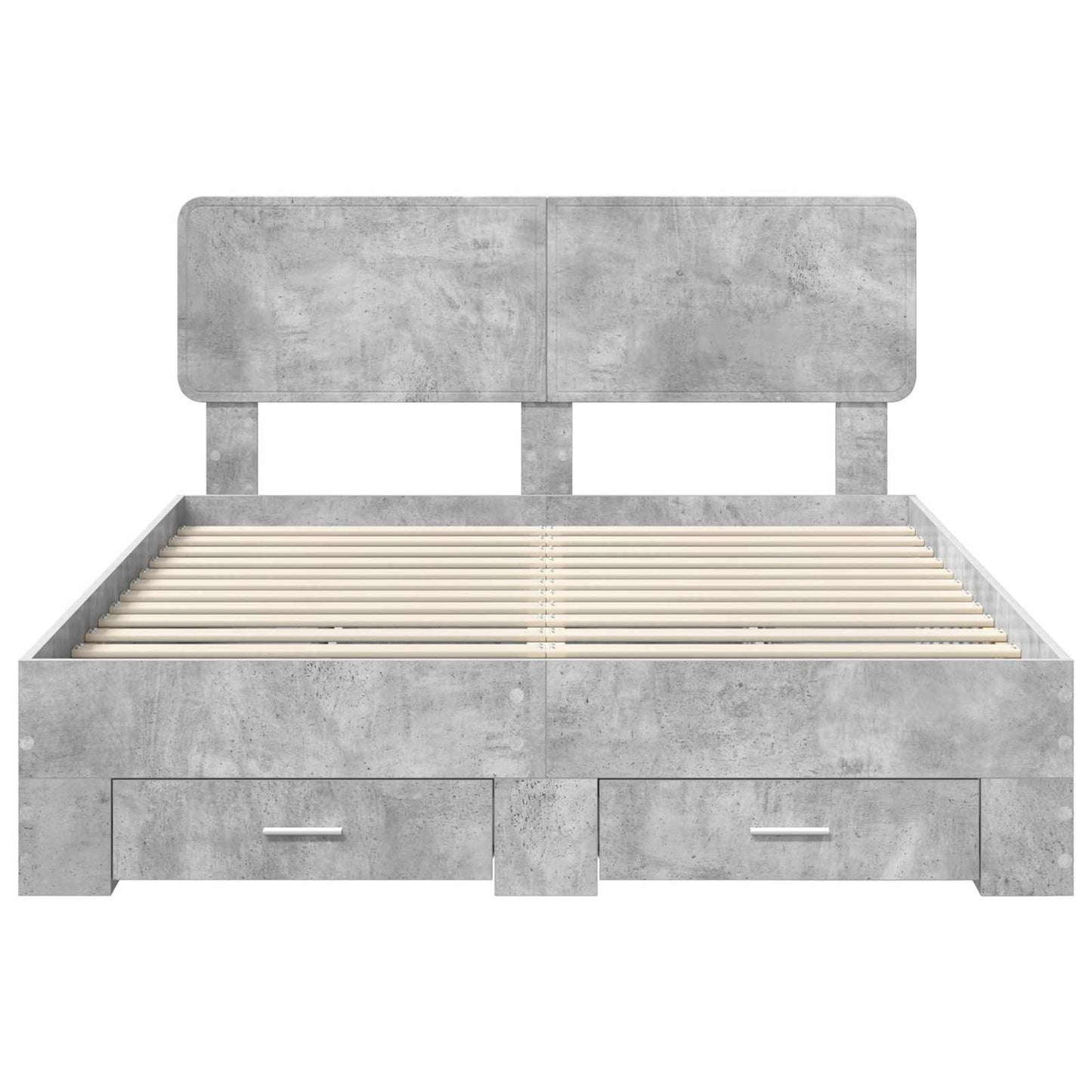 Bedframe met hoofdeinde Beton Grijs 140 x 190 cm Bewerkt hout is nu te koop bij PeponiXL, paradijselijk wonen!