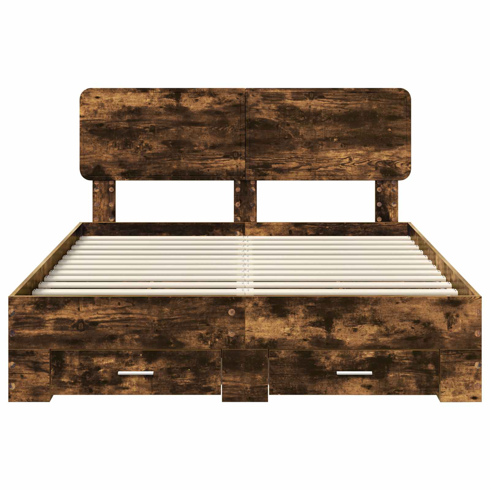 Bedframe met hoofdeinde Gerookt eiken 140 x 190 cm Bewerkt hout is nu te koop bij PeponiXL, paradijselijk wonen!