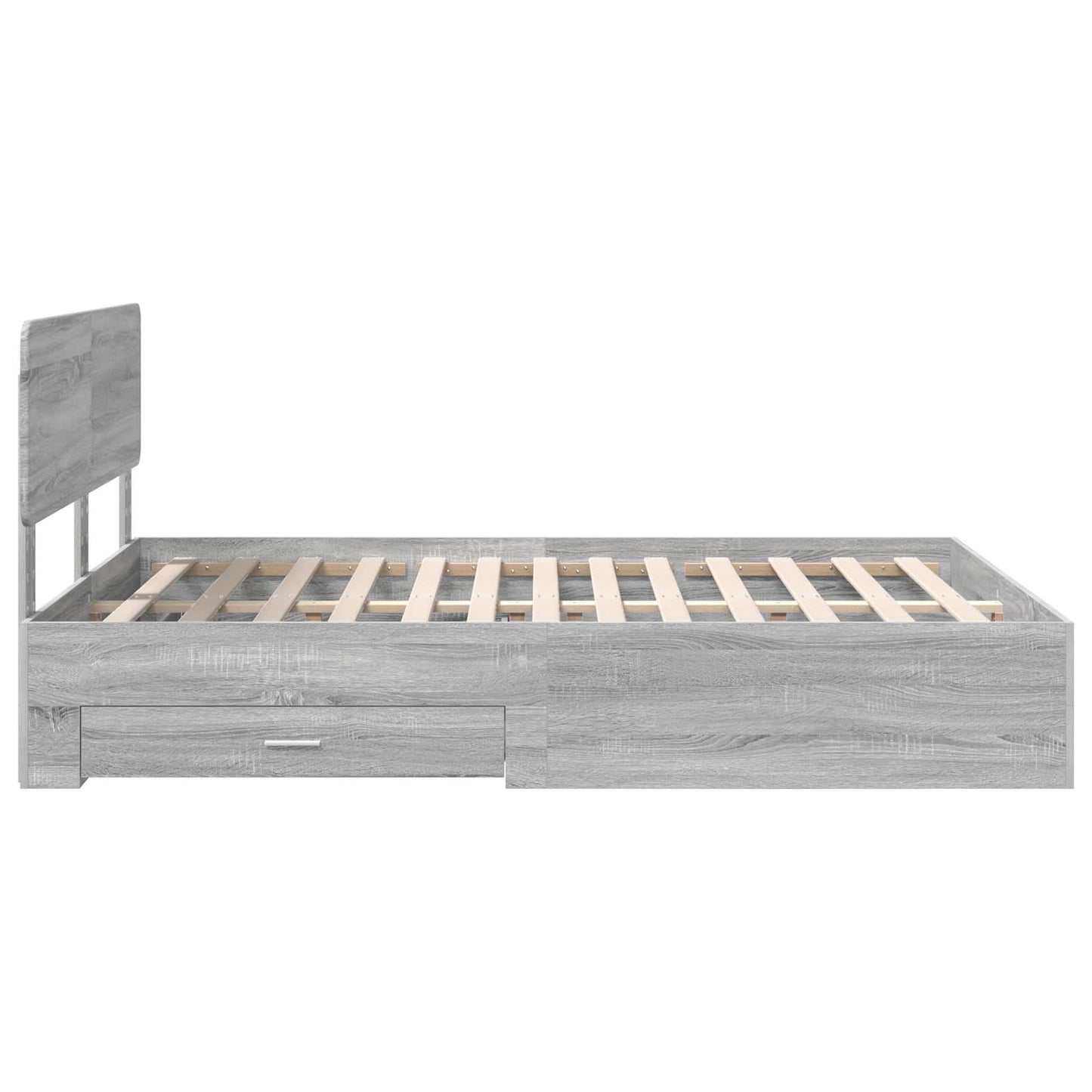 Bedframe met hoofdeinde Grijs Sonoma 140 x 190 cm Bewerkt hout is nu te koop bij PeponiXL, paradijselijk wonen!