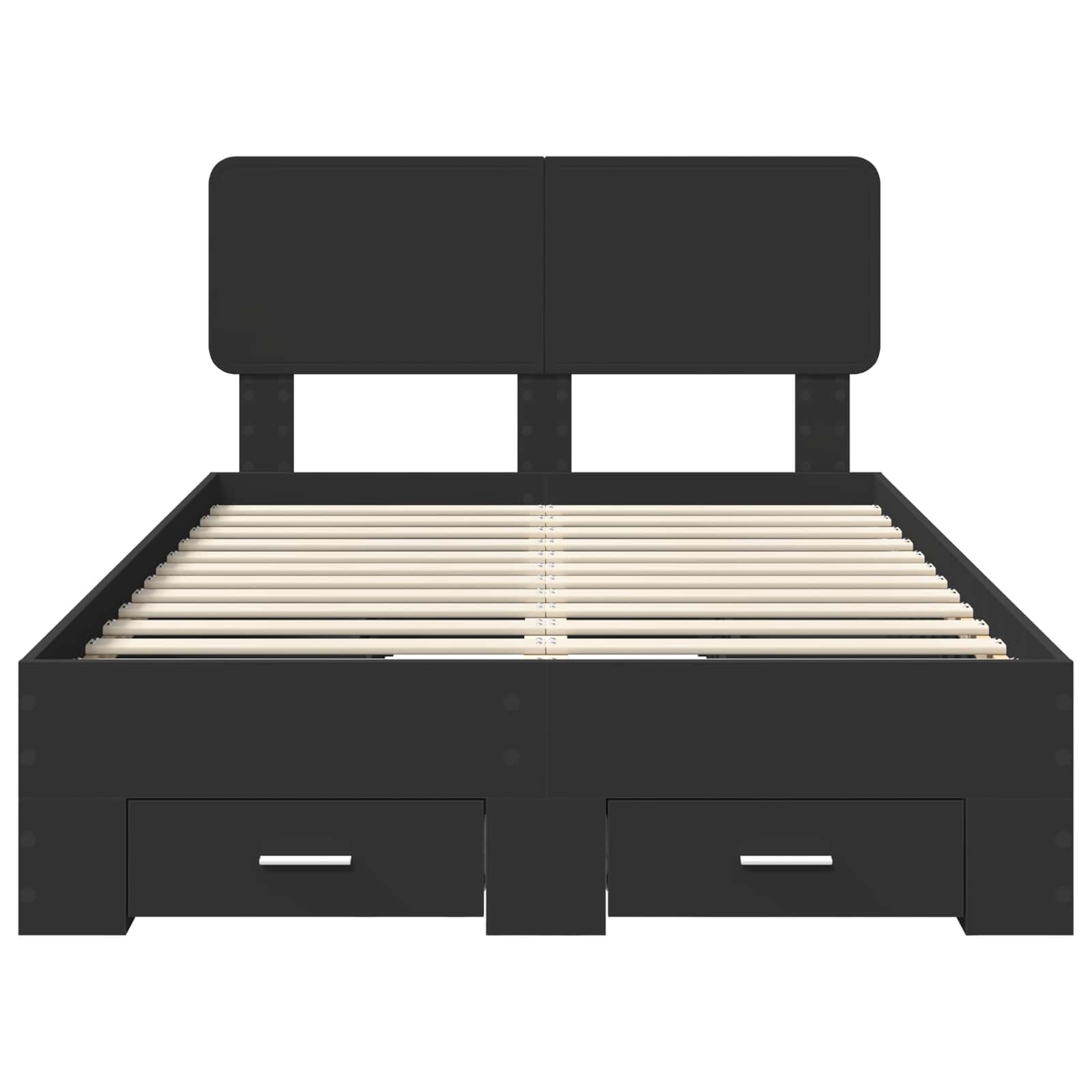Bedframe met hoofdeinde Zwart 135 x 190 cm Bewerkt hout is nu te koop bij PeponiXL, paradijselijk wonen!