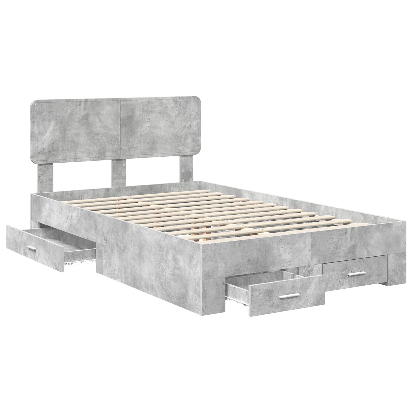 Bedframe met hoofdeinde Beton Grijs 135 x 190 cm Bewerkt hout is nu te koop bij PeponiXL, paradijselijk wonen!