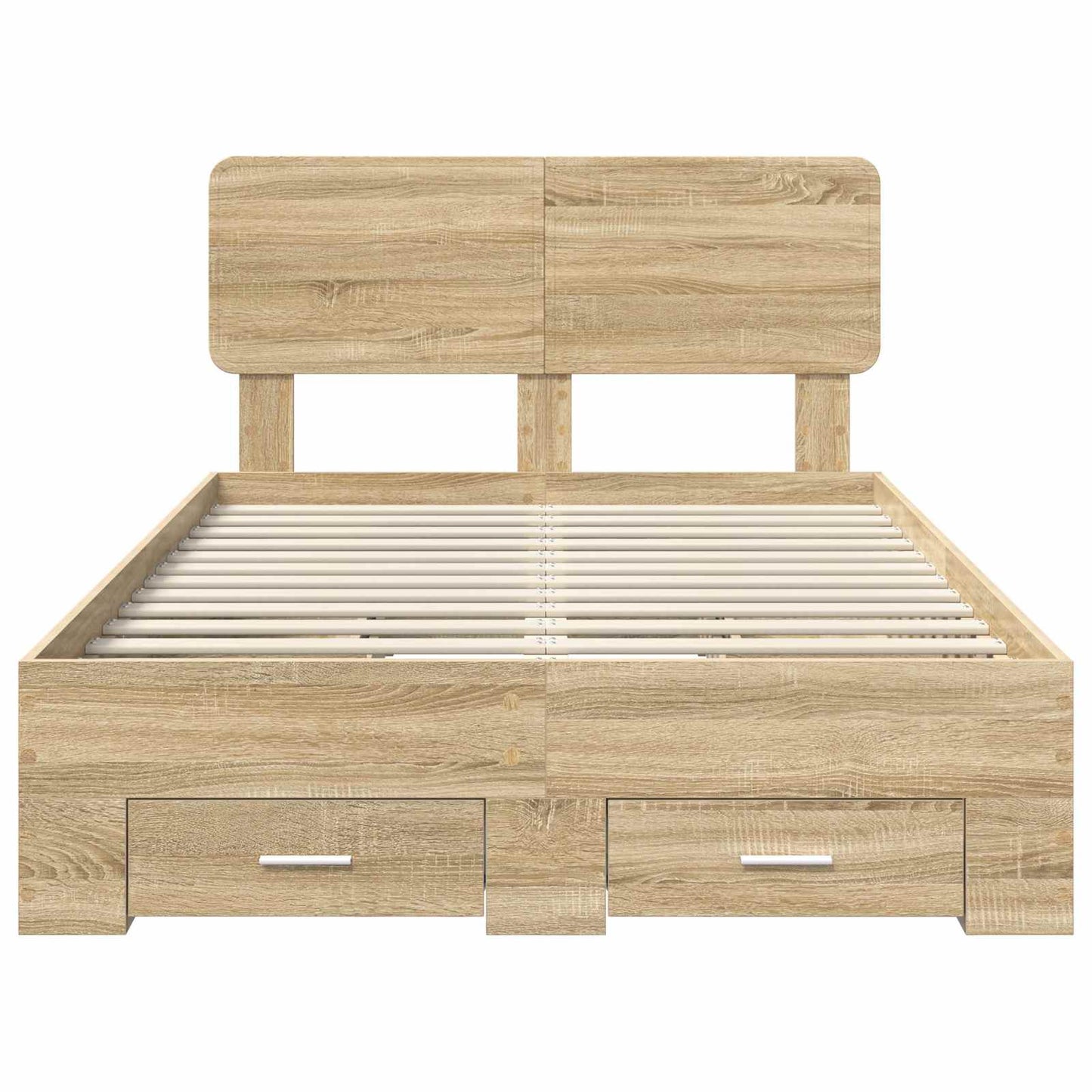 Bedframe met hoofdeinde Sonoma Eiken 120 x 200 cm Bewerkt hout is nu te koop bij PeponiXL, paradijselijk wonen!
