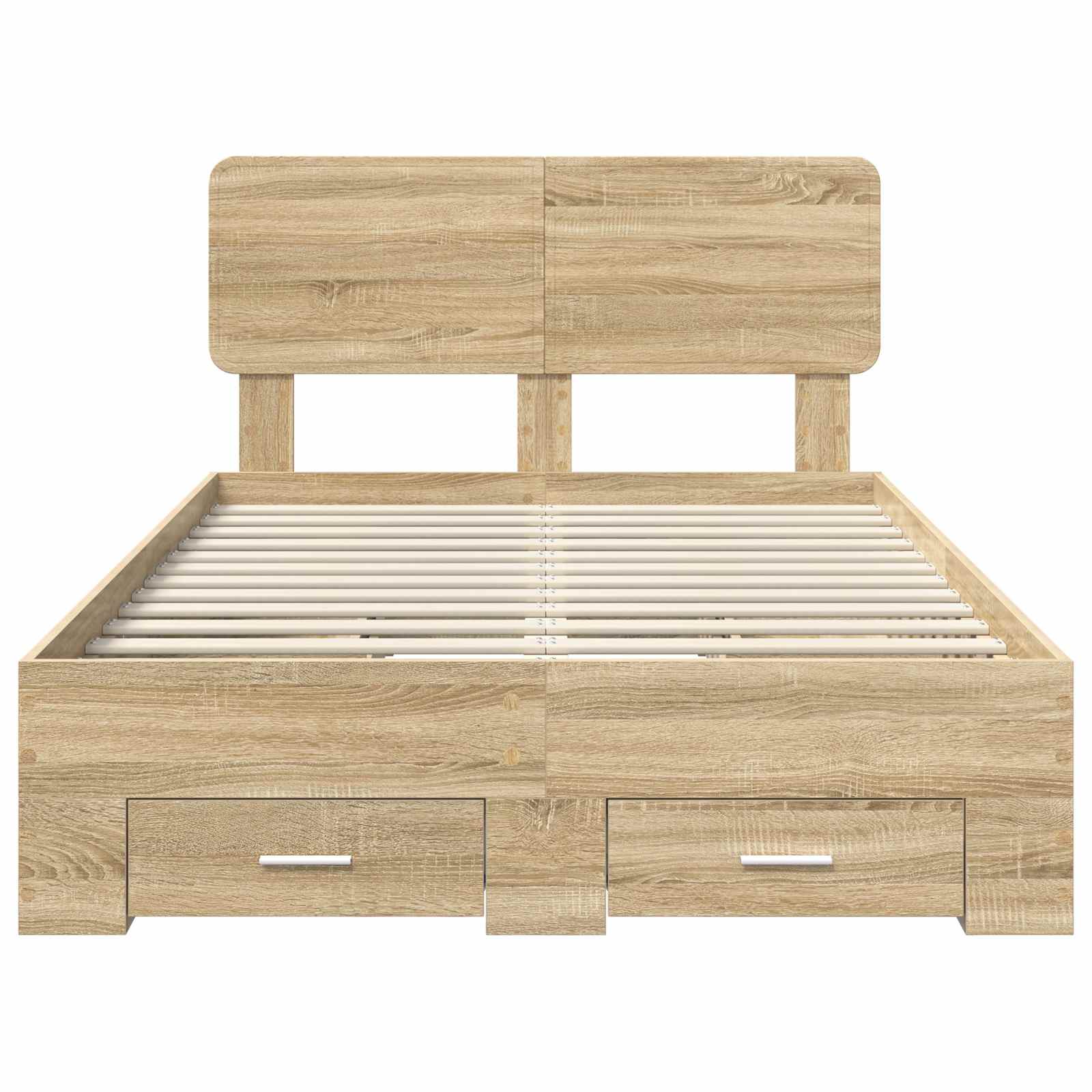 Bedframe met hoofdeinde Sonoma Eiken 120 x 200 cm Bewerkt hout is nu te koop bij PeponiXL, paradijselijk wonen!