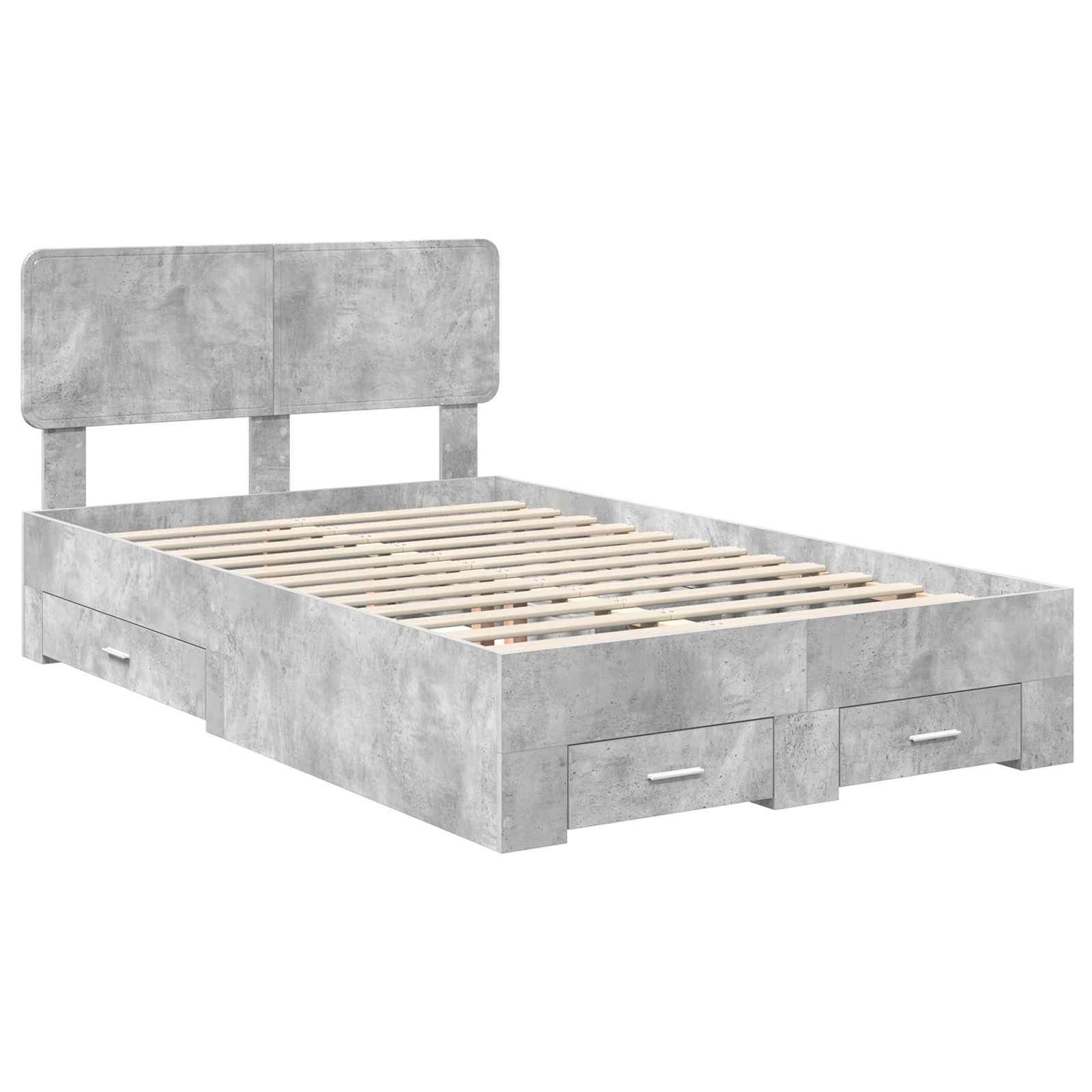 Bedframe met hoofdeinde Beton Grijs 120 x 200 cm Bewerkt hout is nu te koop bij PeponiXL, paradijselijk wonen!