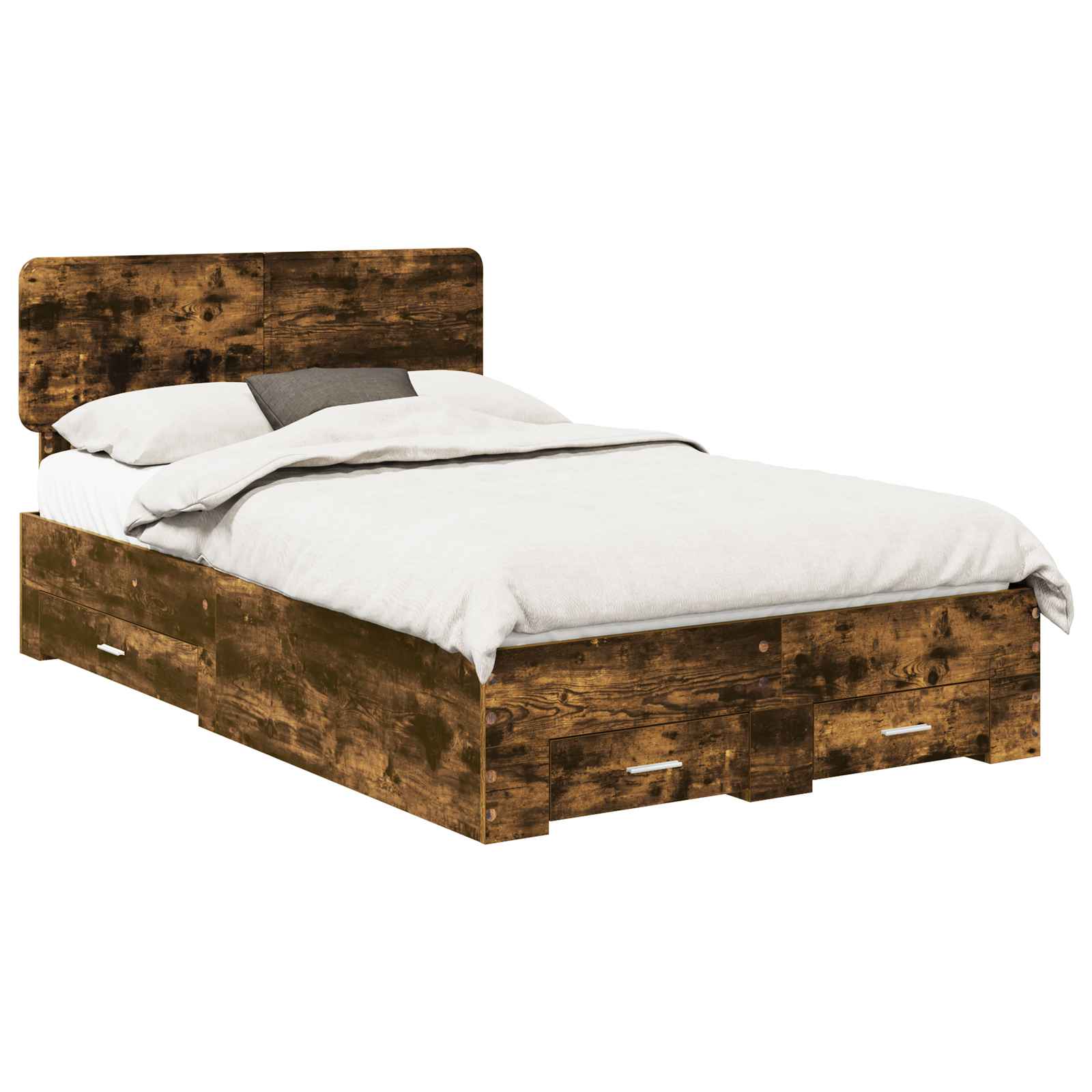 Bedframe met hoofdeinde Gerookt eiken 120 x 200 cm Bewerkt hout is nu te koop bij PeponiXL, paradijselijk wonen!