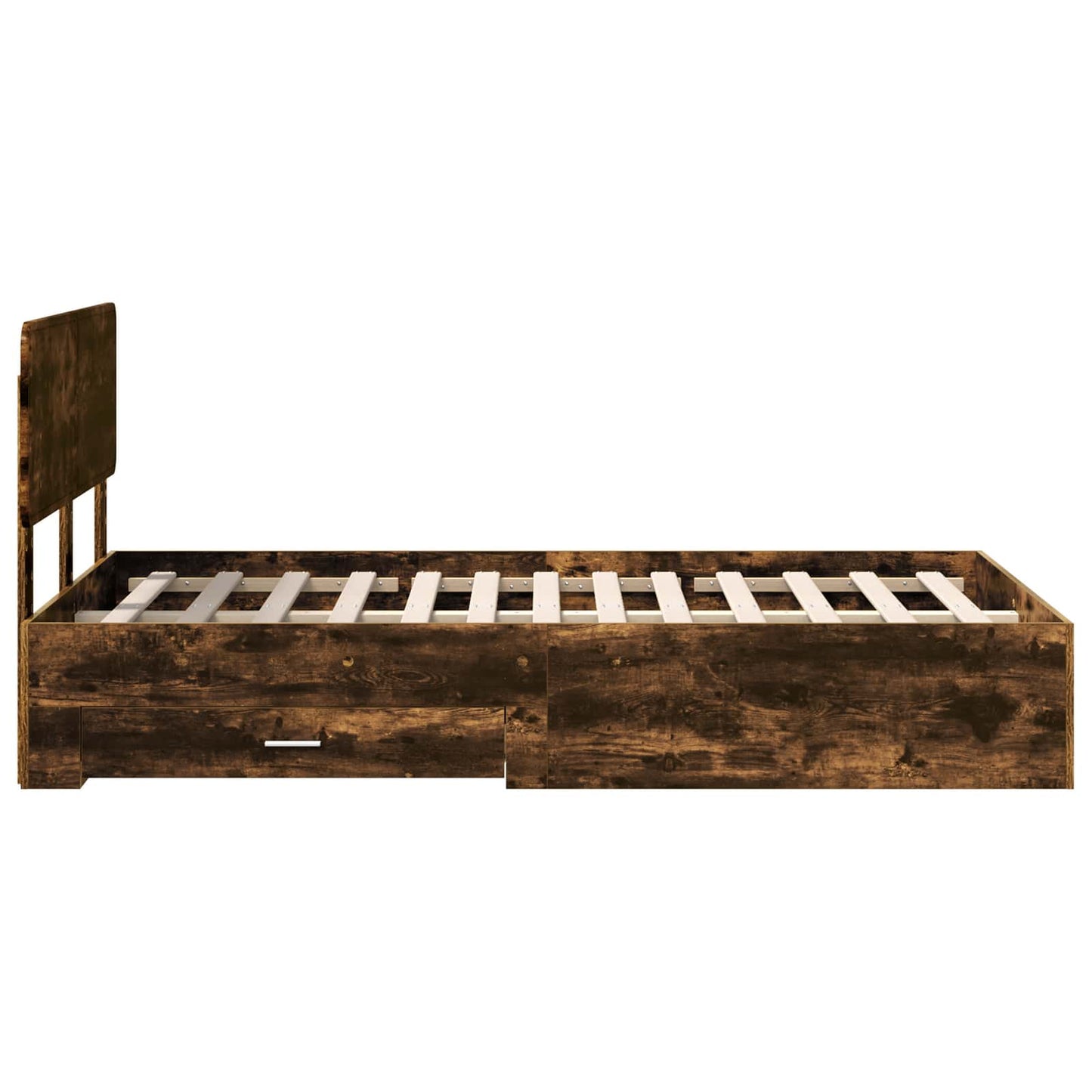 Bedframe met hoofdeinde Gerookt eiken 120 x 200 cm Bewerkt hout is nu te koop bij PeponiXL, paradijselijk wonen!