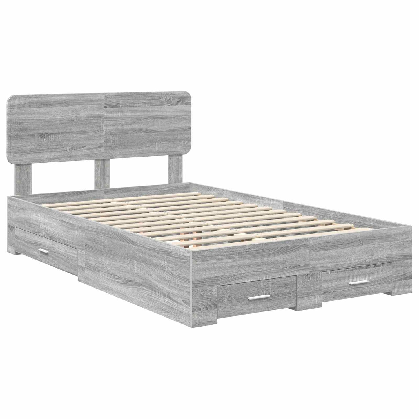 Bedframe met hoofdeinde Grijs Sonoma 120 x 200 cm Bewerkt hout is nu te koop bij PeponiXL, paradijselijk wonen!