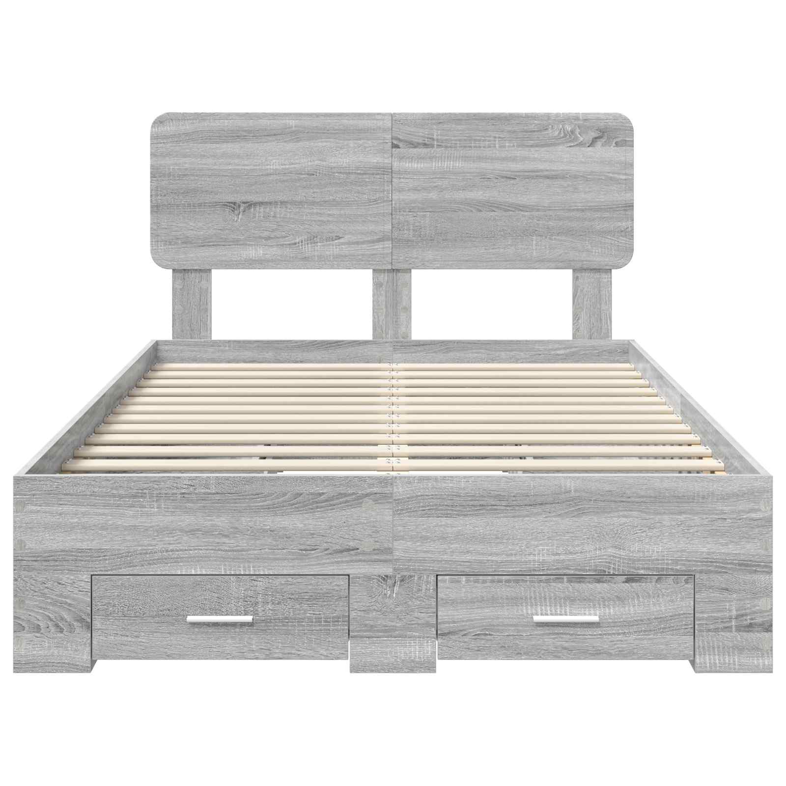 Bedframe met hoofdeinde Grijs Sonoma 120 x 200 cm Bewerkt hout is nu te koop bij PeponiXL, paradijselijk wonen!
