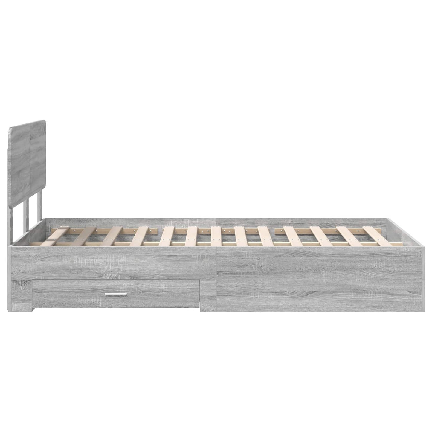 Bedframe met hoofdeinde Grijs Sonoma 120 x 200 cm Bewerkt hout is nu te koop bij PeponiXL, paradijselijk wonen!