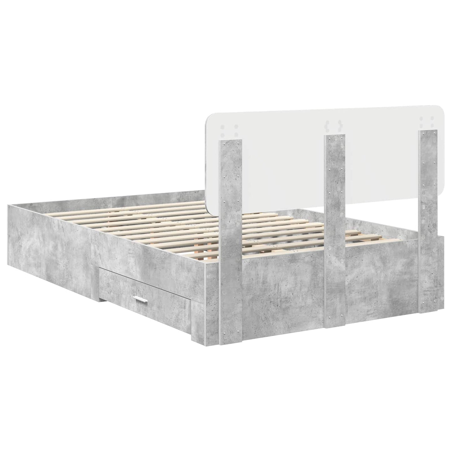 Bedframe met hoofdeinde Beton Grijs 120 x 190 cm Bewerkt hout is nu te koop bij PeponiXL, paradijselijk wonen!