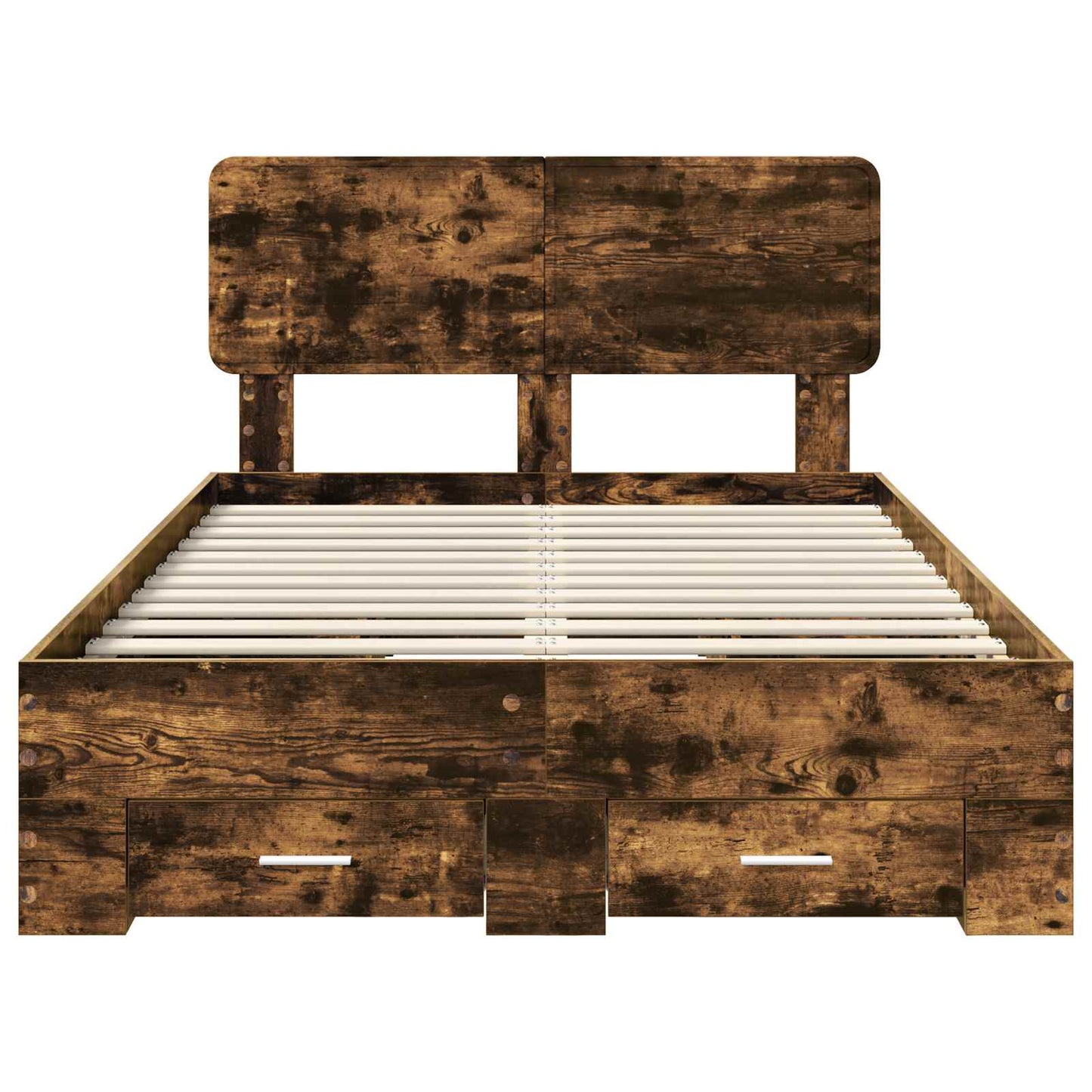 Bedframe met hoofdeinde Gerookt eiken 120 x 190 cm Bewerkt hout is nu te koop bij PeponiXL, paradijselijk wonen!
