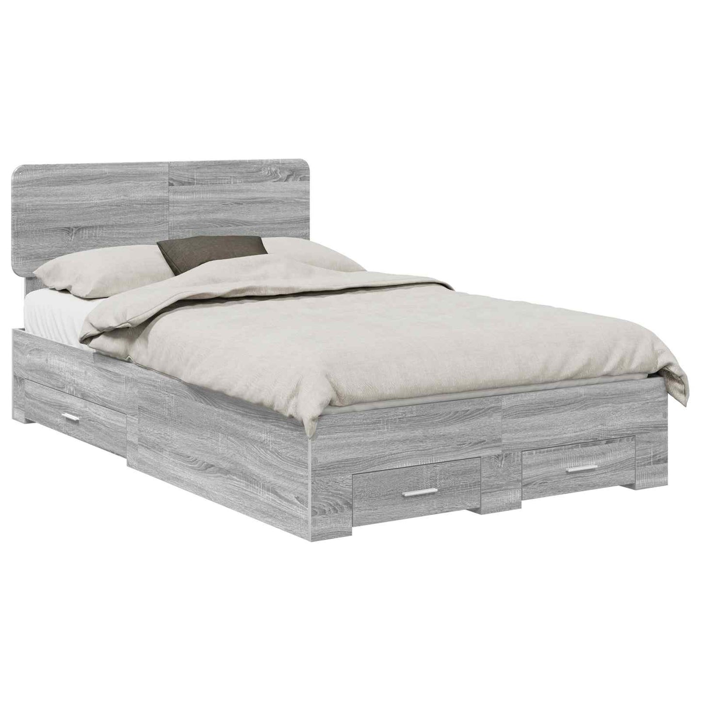 Bedframe met hoofdeinde Grijs Sonoma 120 x 190 cm Bewerkt hout is nu te koop bij PeponiXL, paradijselijk wonen!