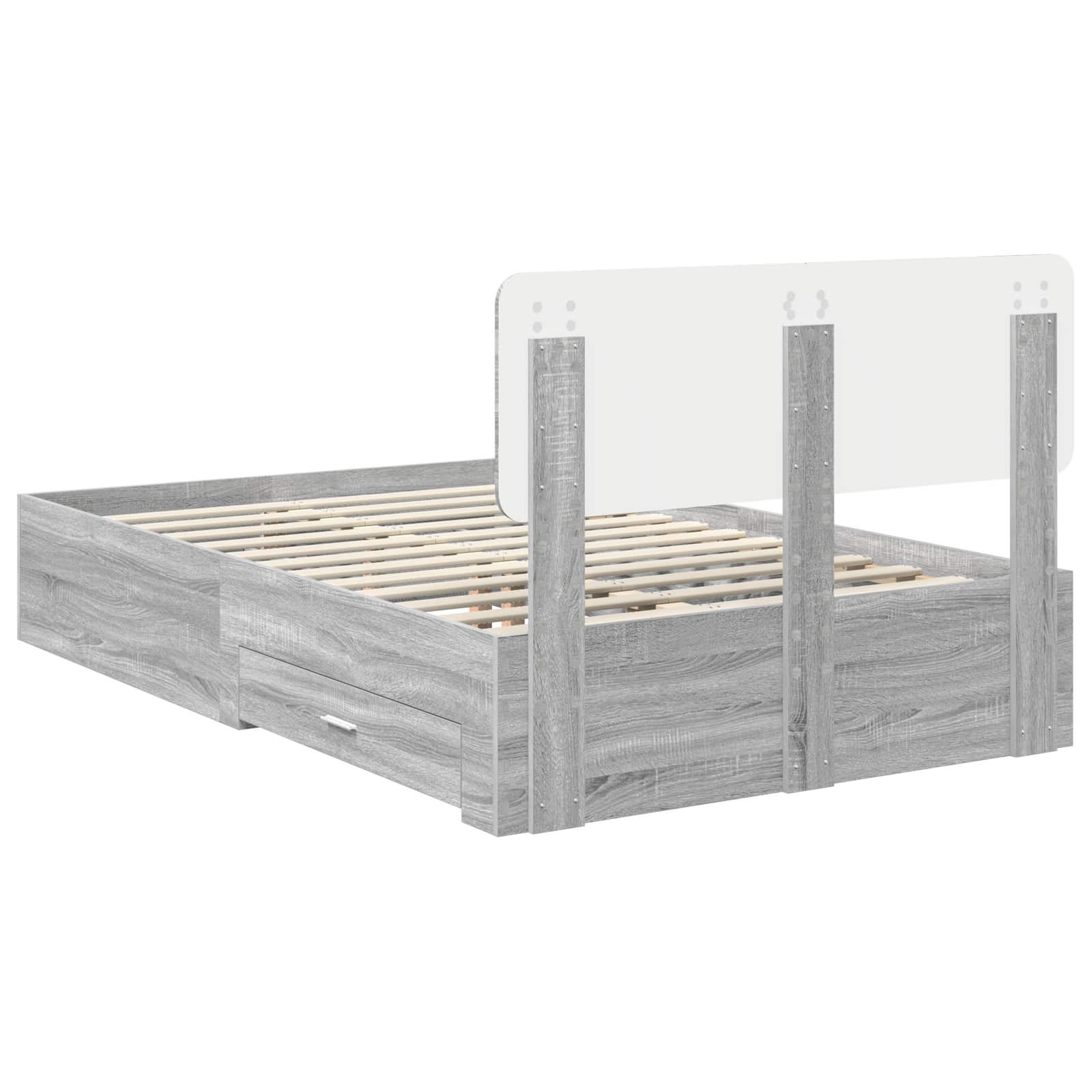 Bedframe met hoofdeinde Grijs Sonoma 120 x 190 cm Bewerkt hout is nu te koop bij PeponiXL, paradijselijk wonen!