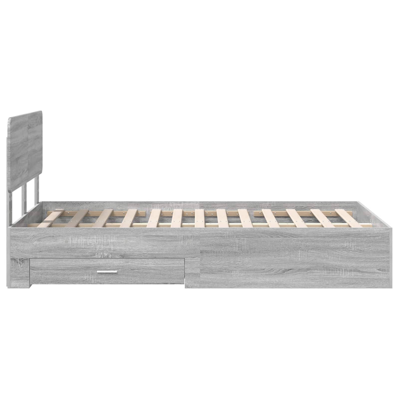 Bedframe met hoofdeinde Grijs Sonoma 120 x 190 cm Bewerkt hout is nu te koop bij PeponiXL, paradijselijk wonen!
