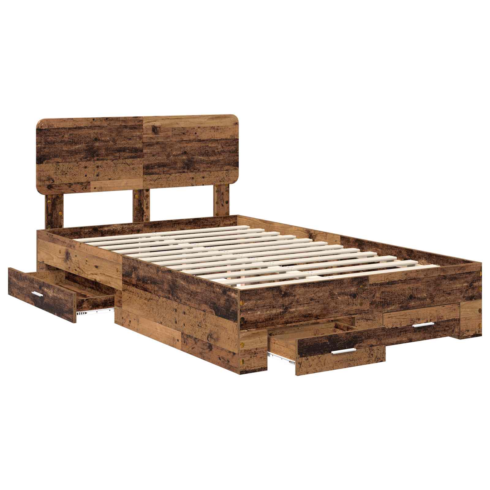 Bedframe met hoofdeinde Oudhout 120 x 190 cm Bewerkt hout is nu te koop bij PeponiXL, paradijselijk wonen!