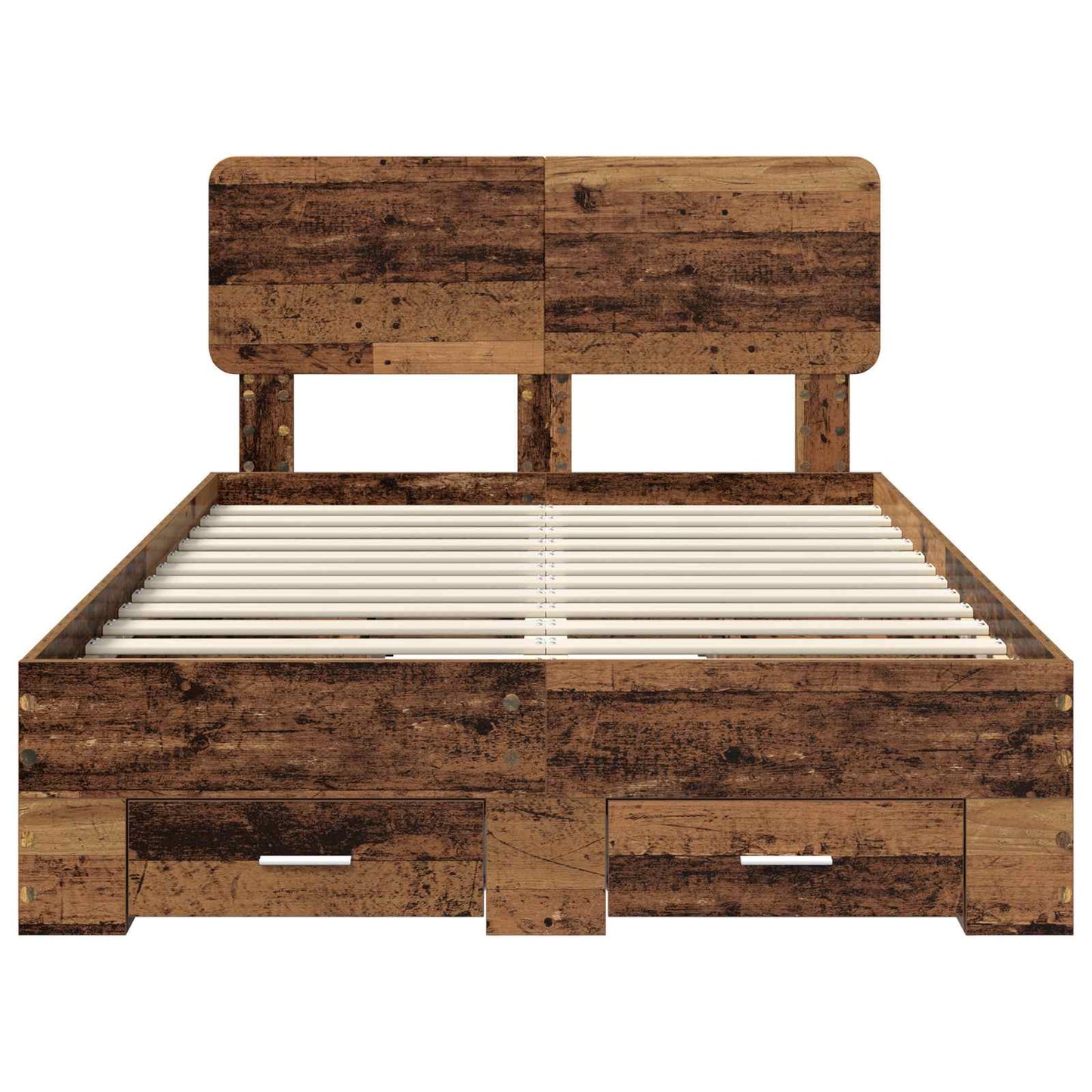 Bedframe met hoofdeinde Oudhout 120 x 190 cm Bewerkt hout is nu te koop bij PeponiXL, paradijselijk wonen!