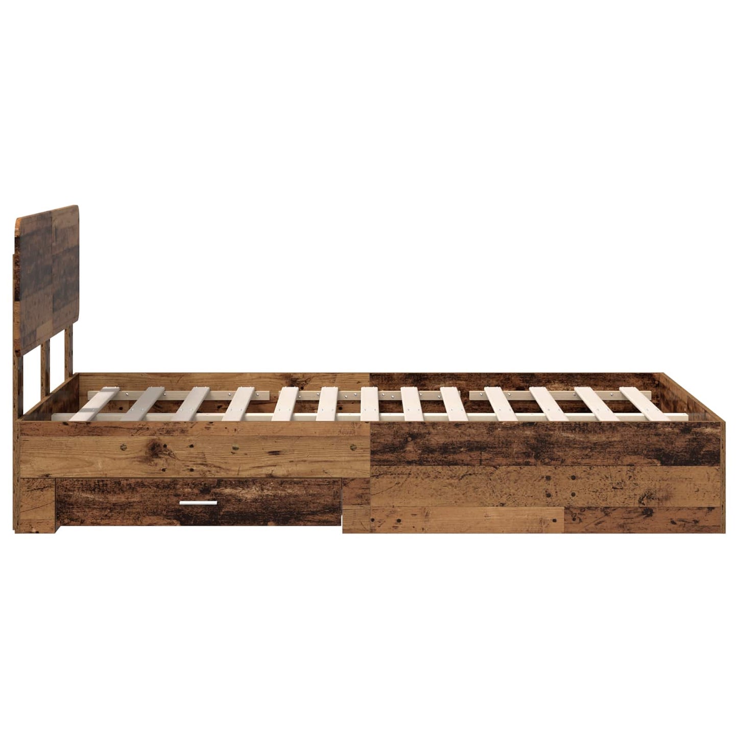 Bedframe met hoofdeinde Oudhout 120 x 190 cm Bewerkt hout is nu te koop bij PeponiXL, paradijselijk wonen!