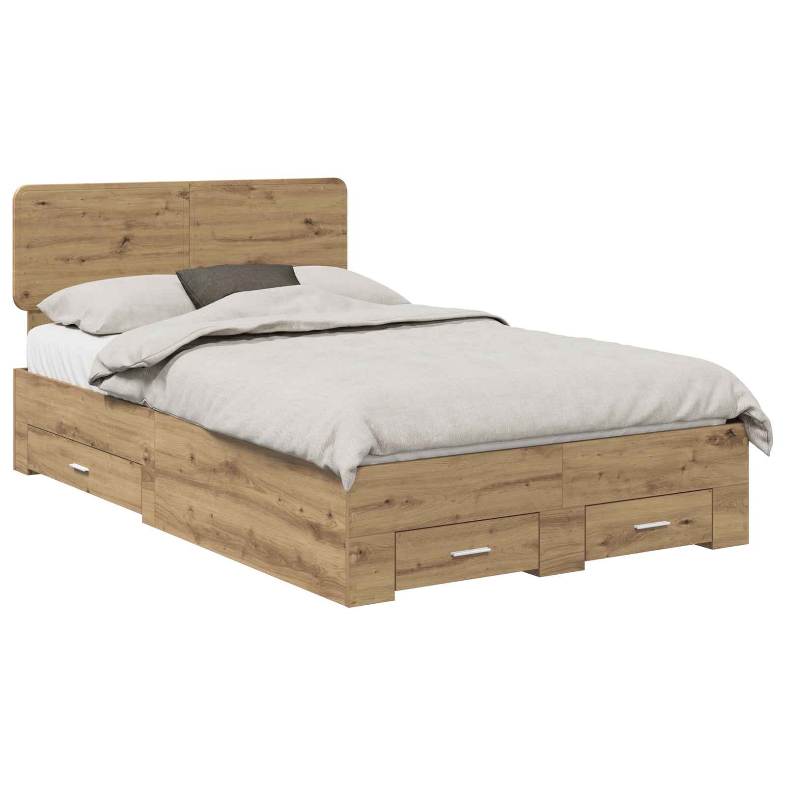 Bedframe met hoofdeinde Artisan Eiken 120 x 190 cm Bewerkt hout is nu te koop bij PeponiXL, paradijselijk wonen!