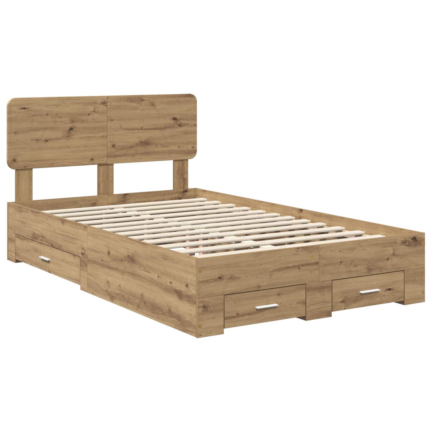 Bedframe met hoofdeinde Artisan Eiken 120 x 190 cm Bewerkt hout is nu te koop bij PeponiXL, paradijselijk wonen!