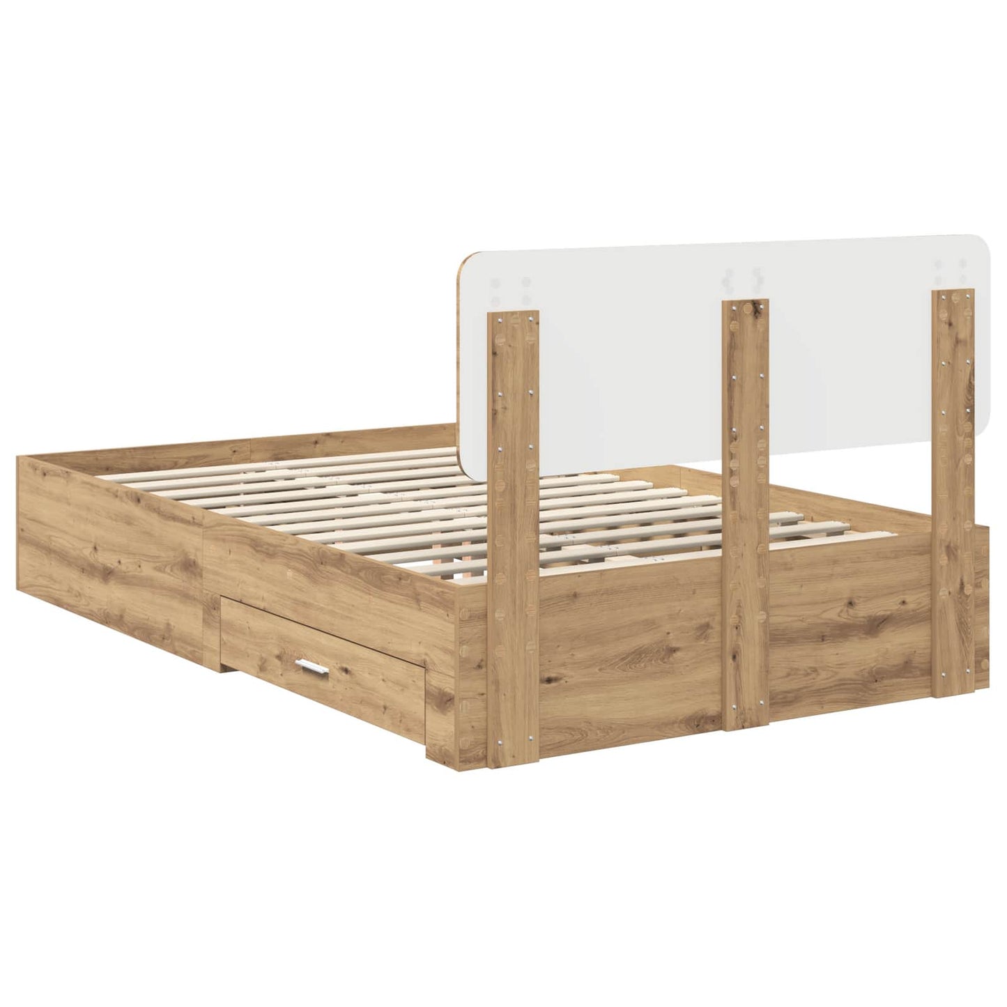 Bedframe met hoofdeinde Artisan Eiken 120 x 190 cm Bewerkt hout is nu te koop bij PeponiXL, paradijselijk wonen!