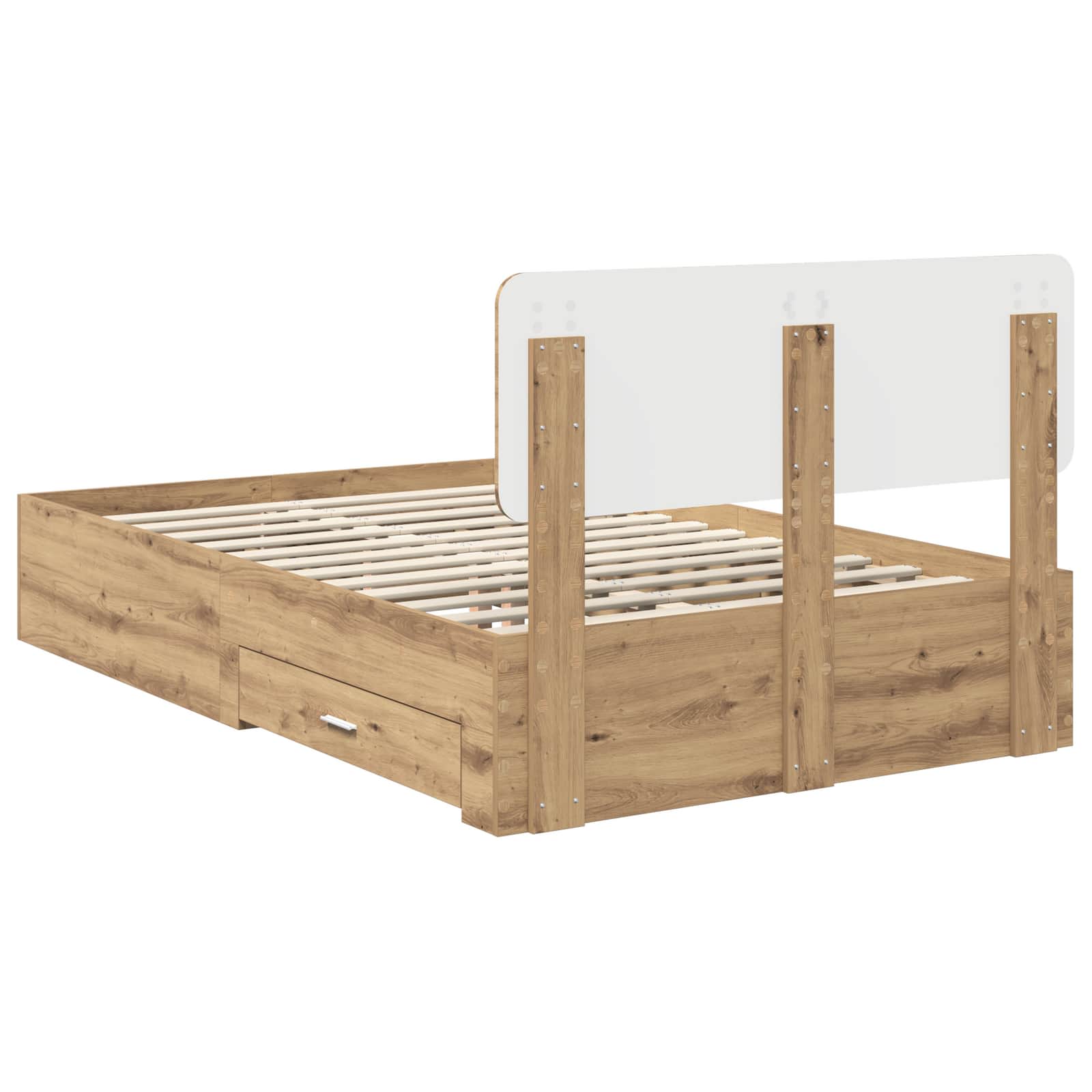 Bedframe met hoofdeinde Artisan Eiken 120 x 190 cm Bewerkt hout is nu te koop bij PeponiXL, paradijselijk wonen!