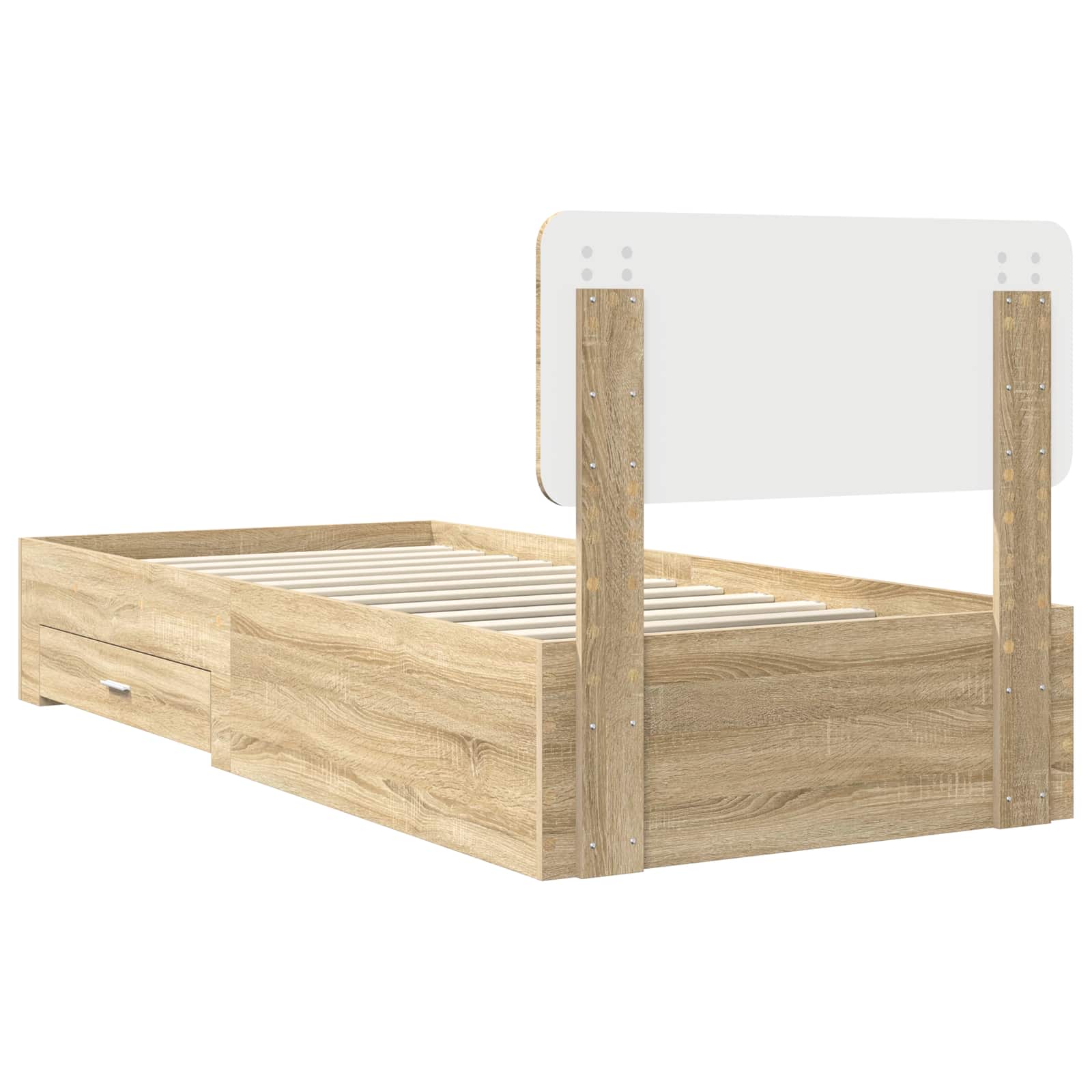 Bedframe met hoofdeinde Sonoma Eiken 100 x 200 cm Bewerkt hout is nu te koop bij PeponiXL, paradijselijk wonen!