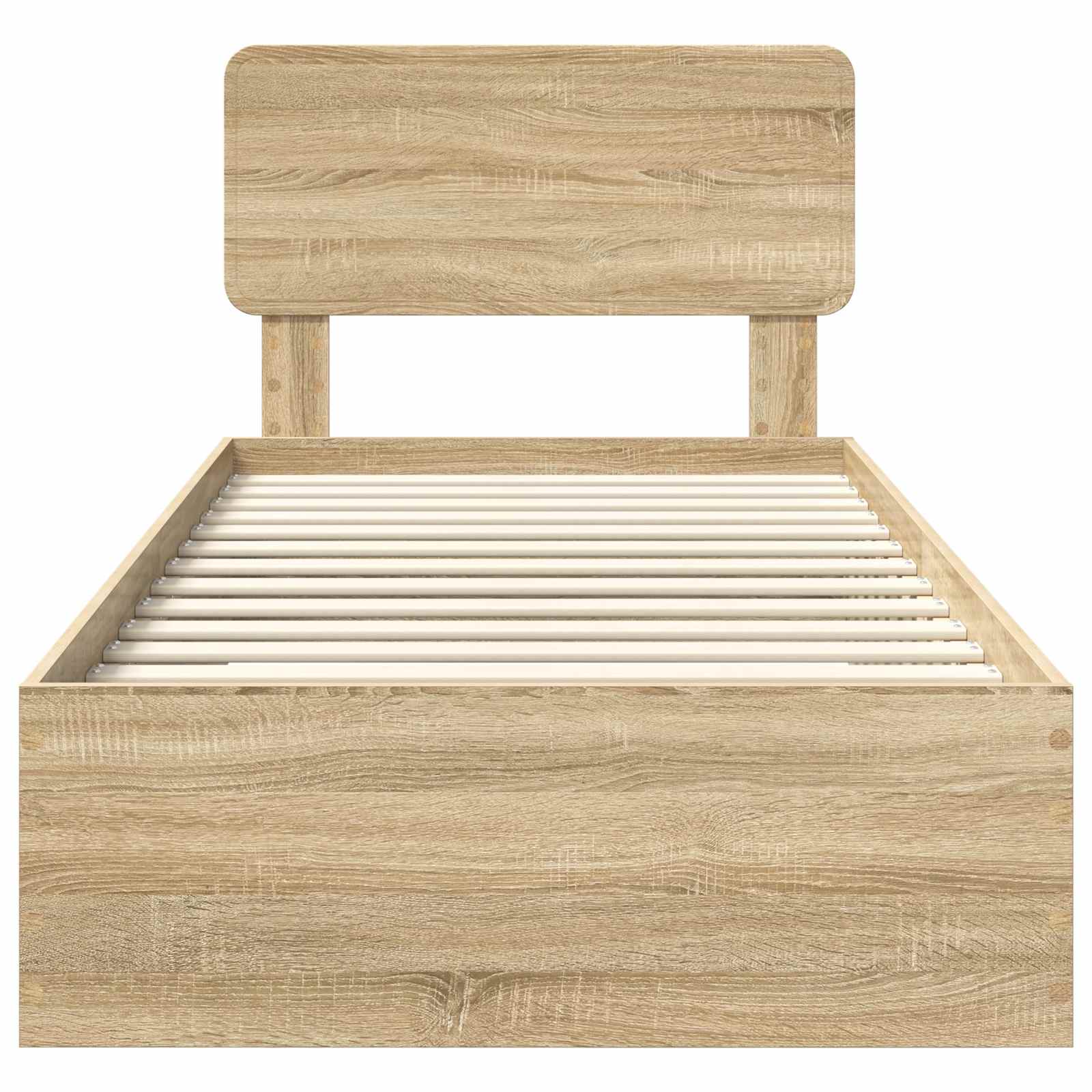 Bedframe met hoofdeinde Sonoma Eiken 100 x 200 cm Bewerkt hout is nu te koop bij PeponiXL, paradijselijk wonen!