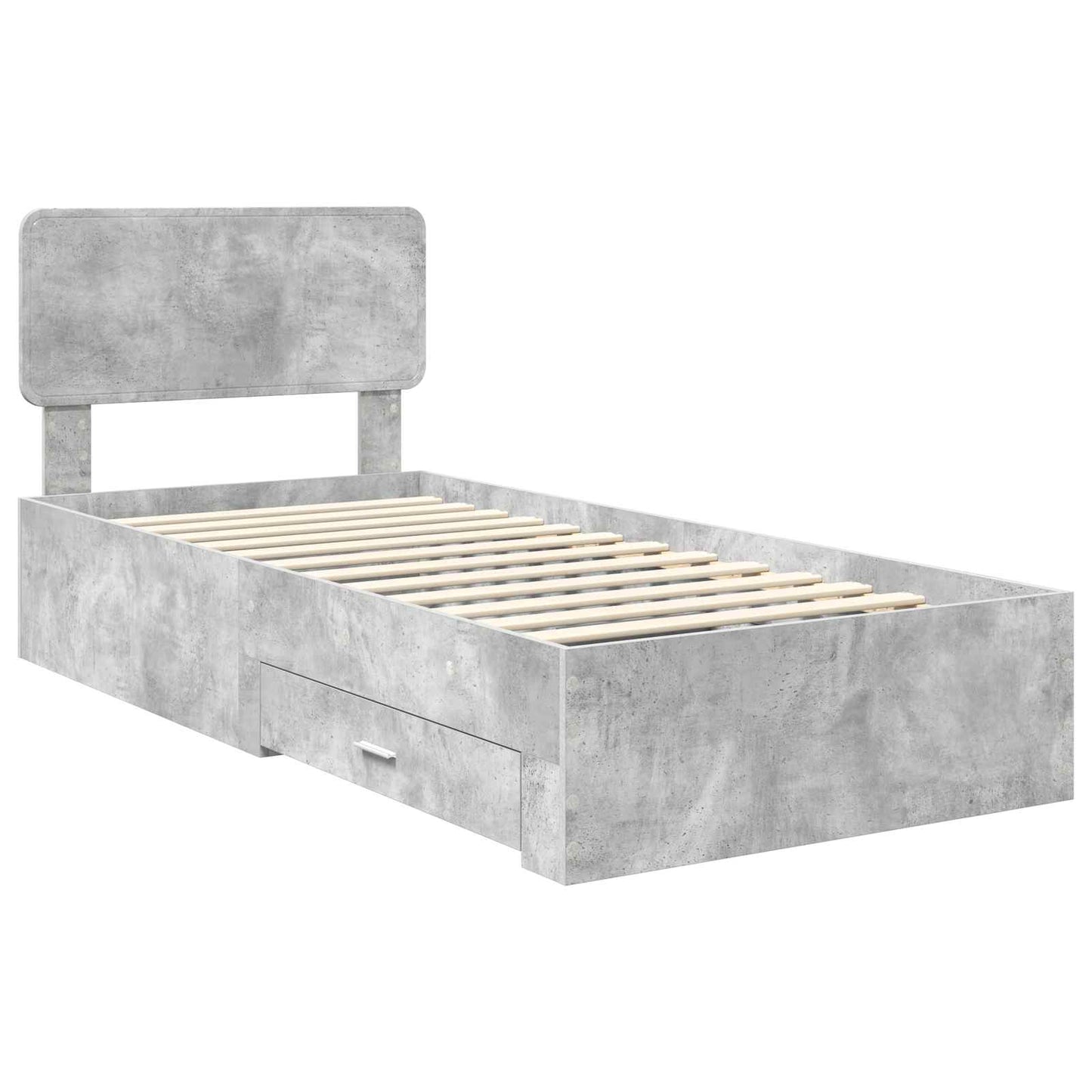 Bedframe met hoofdeinde Beton Grijs 100 x 200 cm Bewerkt hout is nu te koop bij PeponiXL, paradijselijk wonen!
