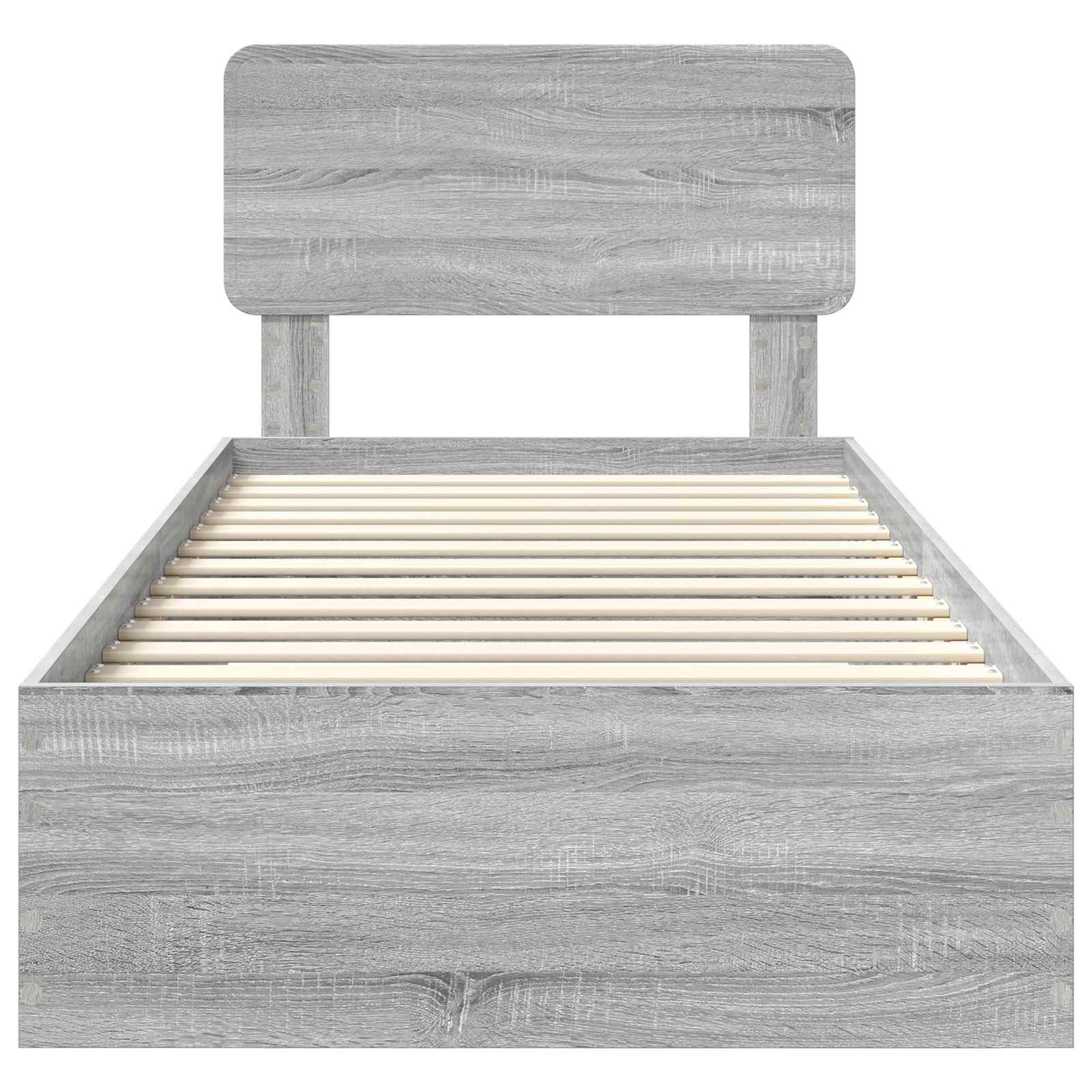 Bedframe met hoofdeinde Grijs Sonoma 100 x 200 cm Bewerkt hout is nu te koop bij PeponiXL, paradijselijk wonen!