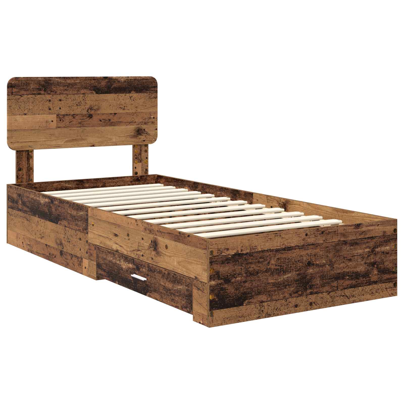 Bedframe met hoofdeinde Oudhout 100 x 200 cm Bewerkt hout is nu te koop bij PeponiXL, paradijselijk wonen!
