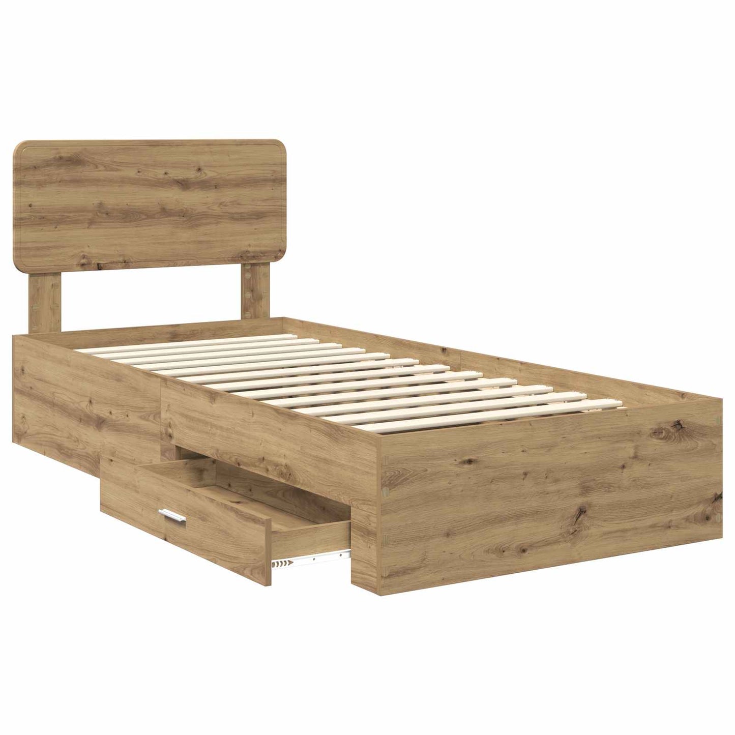 Bedframe met hoofdeinde Artisan Eiken 100 x 200 cm Bewerkt hout is nu te koop bij PeponiXL, paradijselijk wonen!