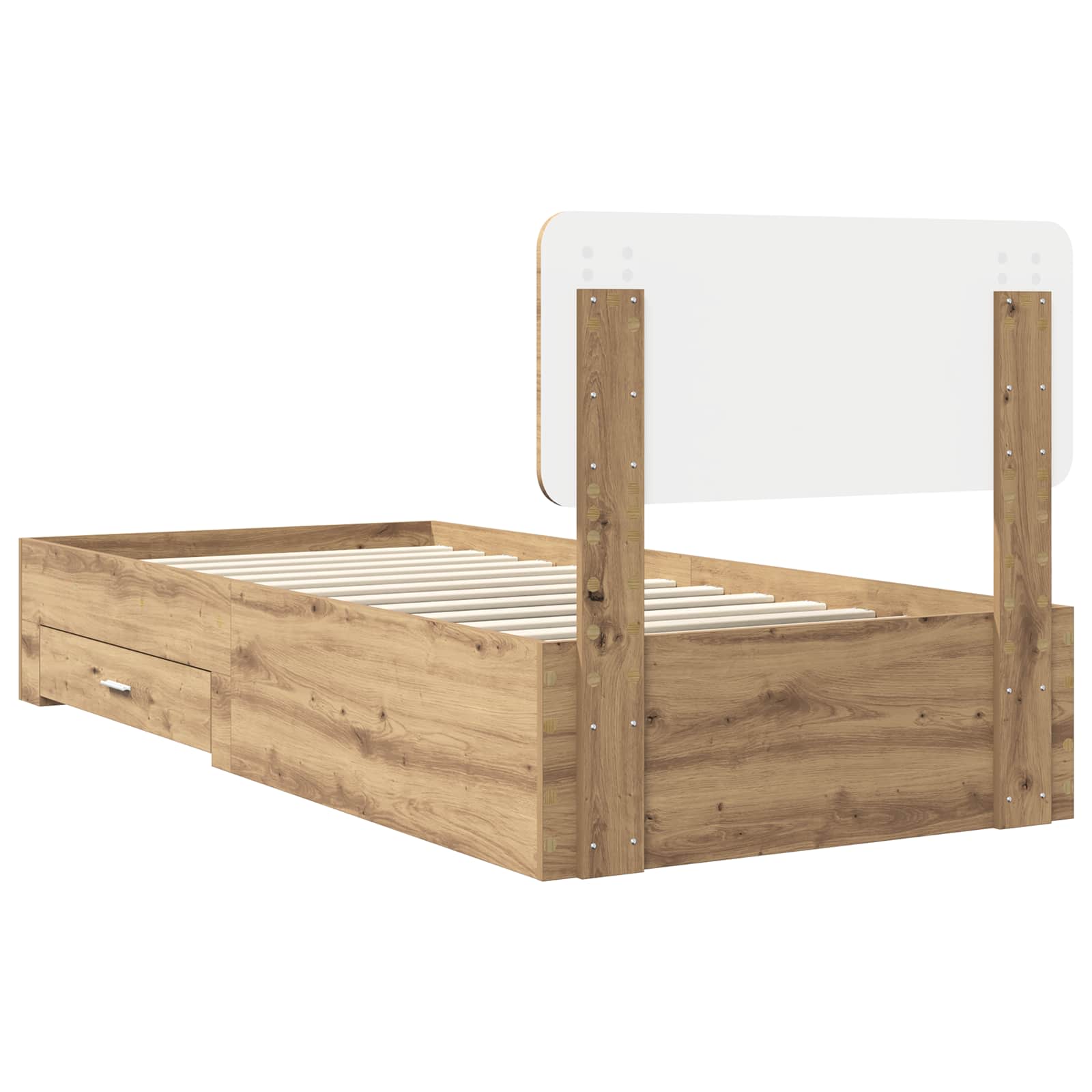 Bedframe met hoofdeinde Artisan Eiken 100 x 200 cm Bewerkt hout is nu te koop bij PeponiXL, paradijselijk wonen!