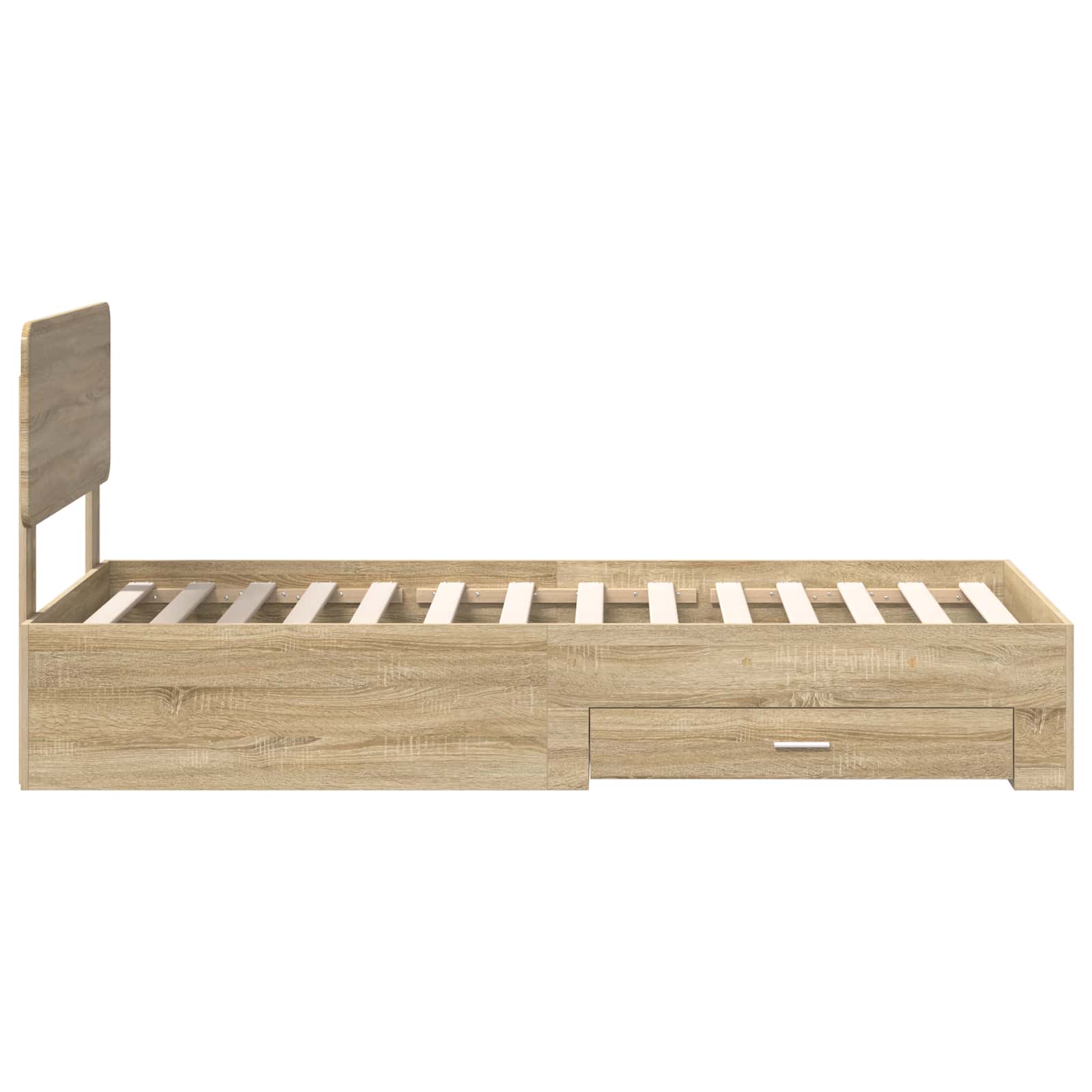 Bedframe met hoofdeinde Sonoma Eiken 90 x 200 cm Bewerkt hout is nu te koop bij PeponiXL, paradijselijk wonen!