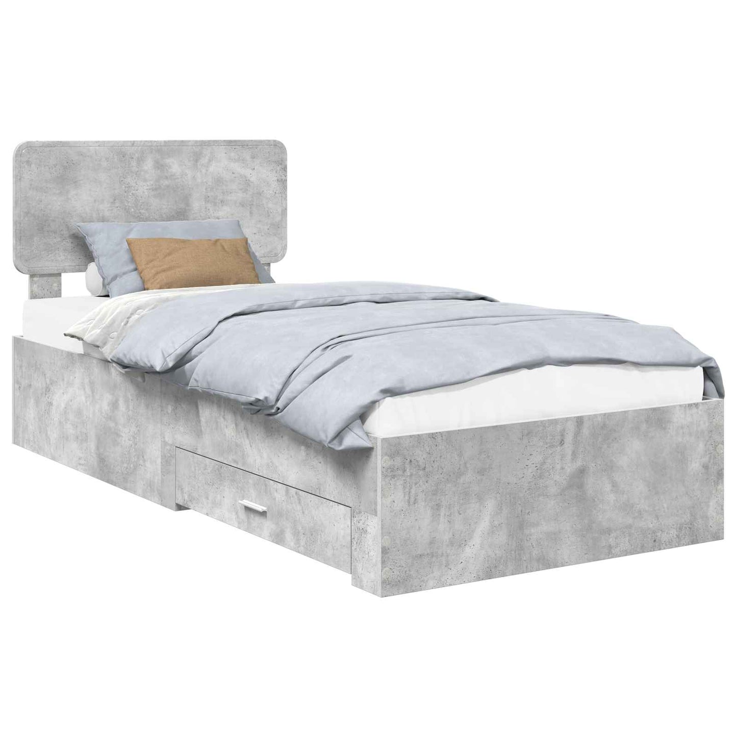 Bedframe met hoofdeinde Beton Grijs 90 x 200 cm Bewerkt hout is nu te koop bij PeponiXL, paradijselijk wonen!