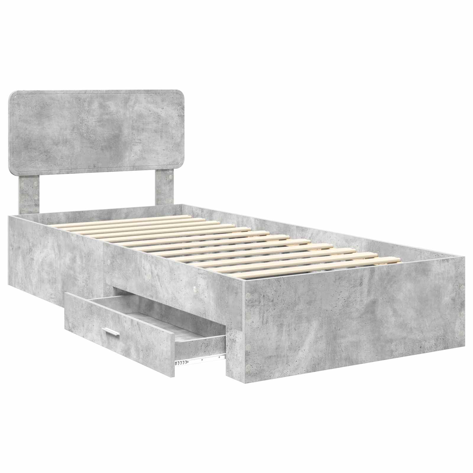 Bedframe met hoofdeinde Beton Grijs 90 x 200 cm Bewerkt hout is nu te koop bij PeponiXL, paradijselijk wonen!