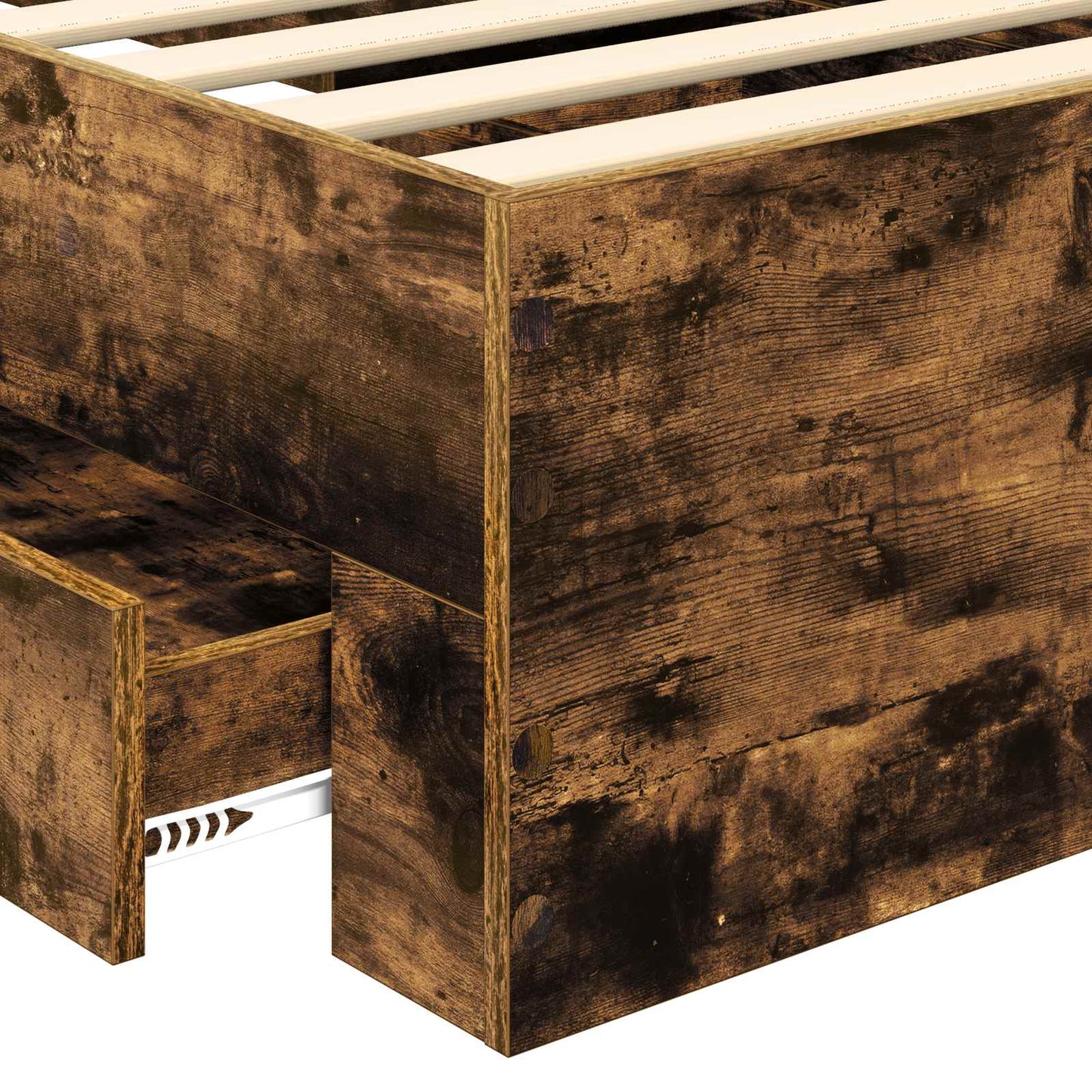 Bedframe met hoofdeinde Gerookt eiken 90 x 200 cm Bewerkt hout is nu te koop bij PeponiXL, paradijselijk wonen!
