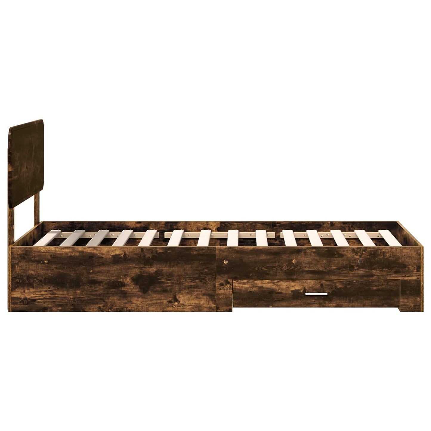 Bedframe met hoofdeinde Gerookt eiken 90 x 200 cm Bewerkt hout is nu te koop bij PeponiXL, paradijselijk wonen!