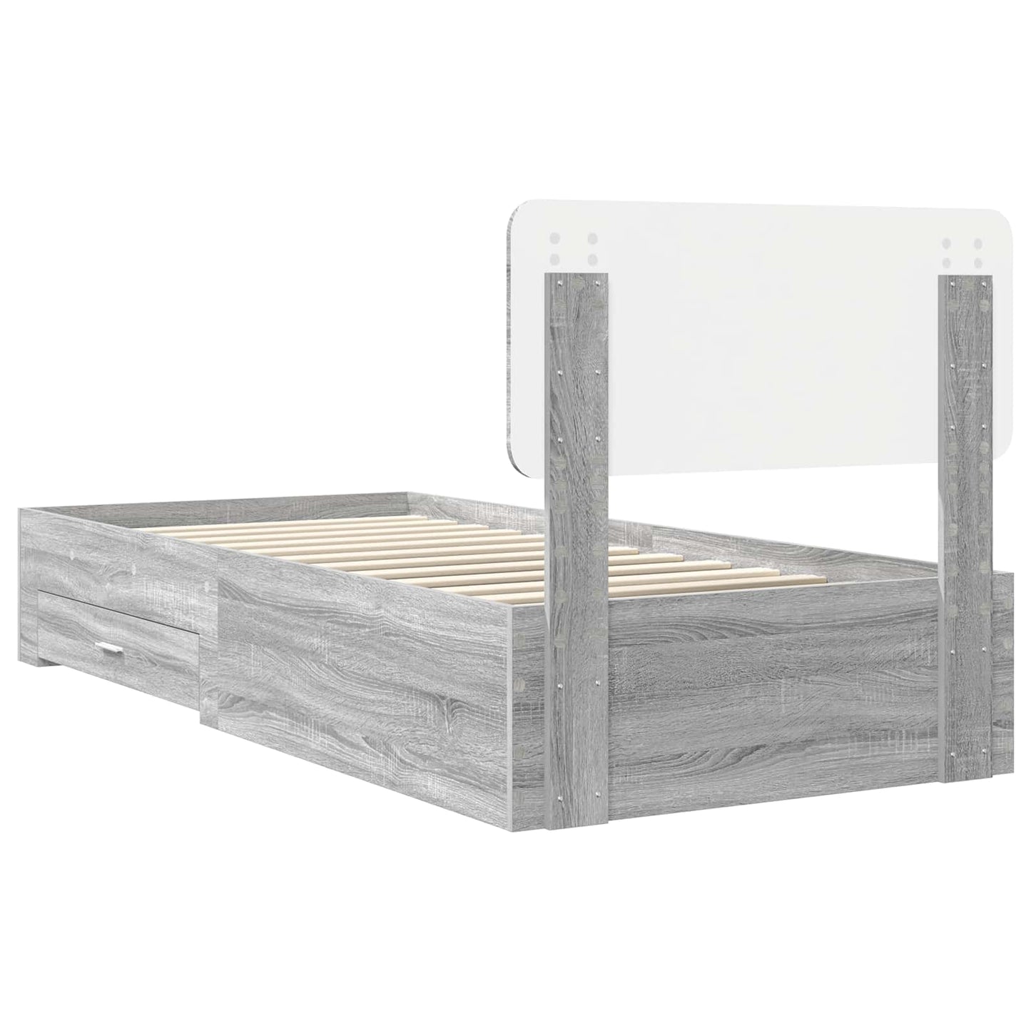Bedframe met hoofdeinde Grijs Sonoma 90 x 200 cm Bewerkt hout is nu te koop bij PeponiXL, paradijselijk wonen!