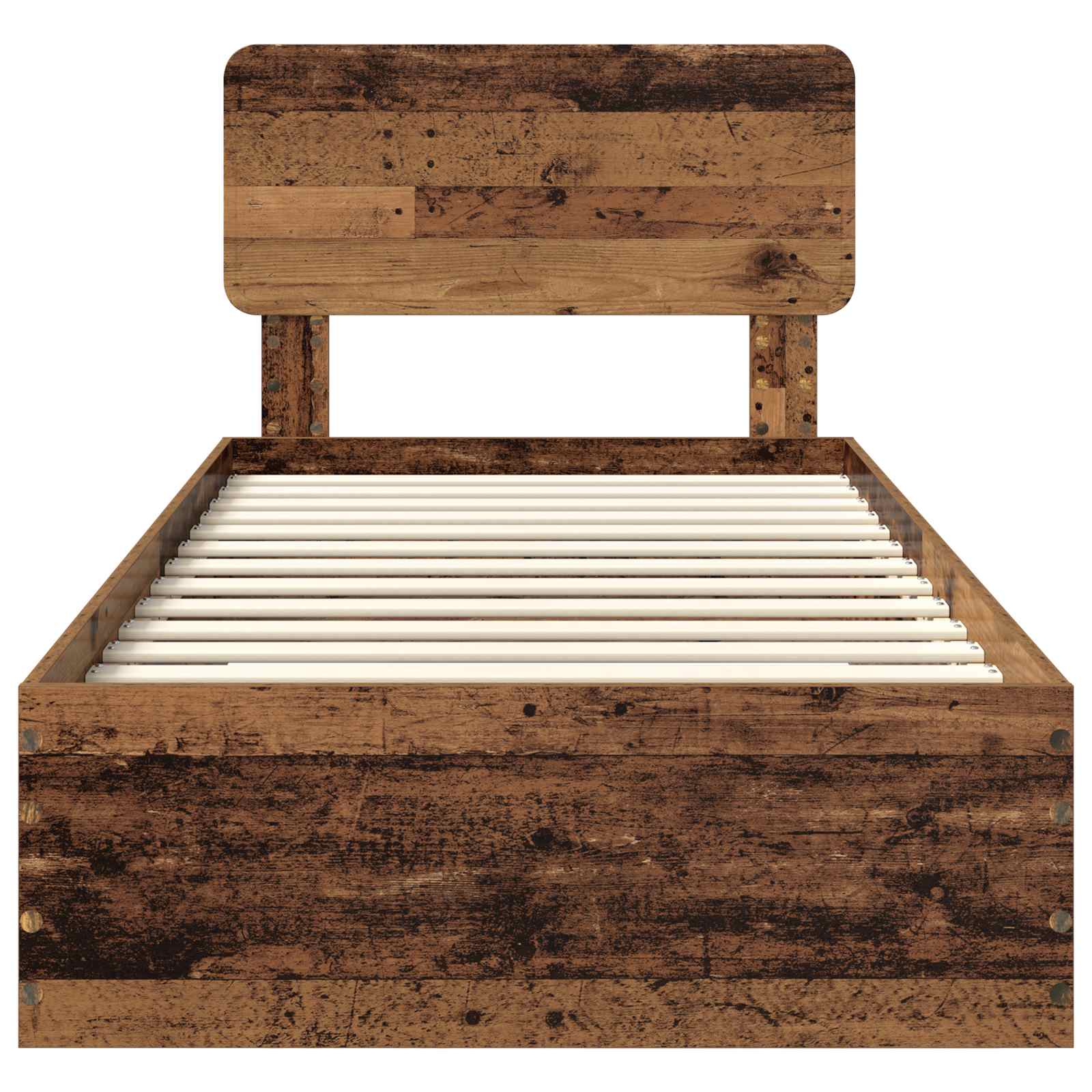 Bedframe met hoofdeinde Oudhout 90 x 200 cm Bewerkt hout is nu te koop bij PeponiXL, paradijselijk wonen!