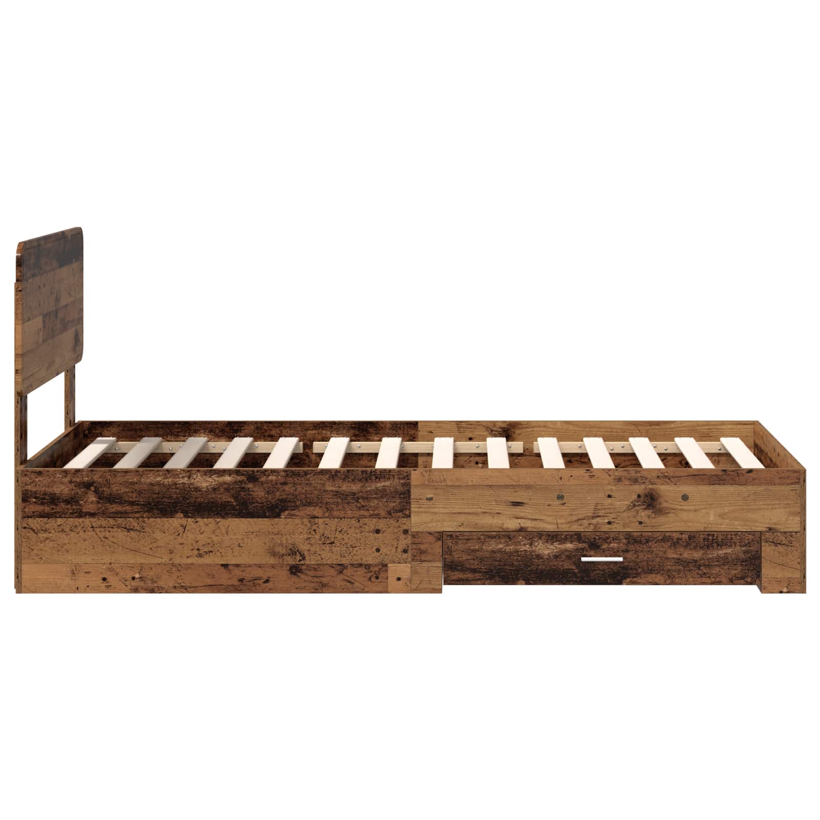 Bedframe met hoofdeinde Oudhout 90 x 200 cm Bewerkt hout is nu te koop bij PeponiXL, paradijselijk wonen!