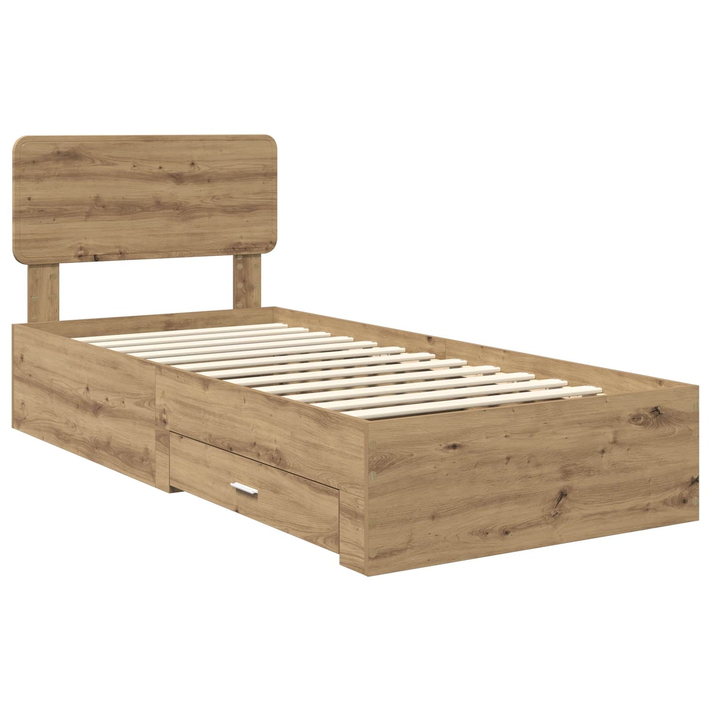 Bedframe met hoofdeinde Artisan Eiken 90 x 200 cm Bewerkt hout is nu te koop bij PeponiXL, paradijselijk wonen!