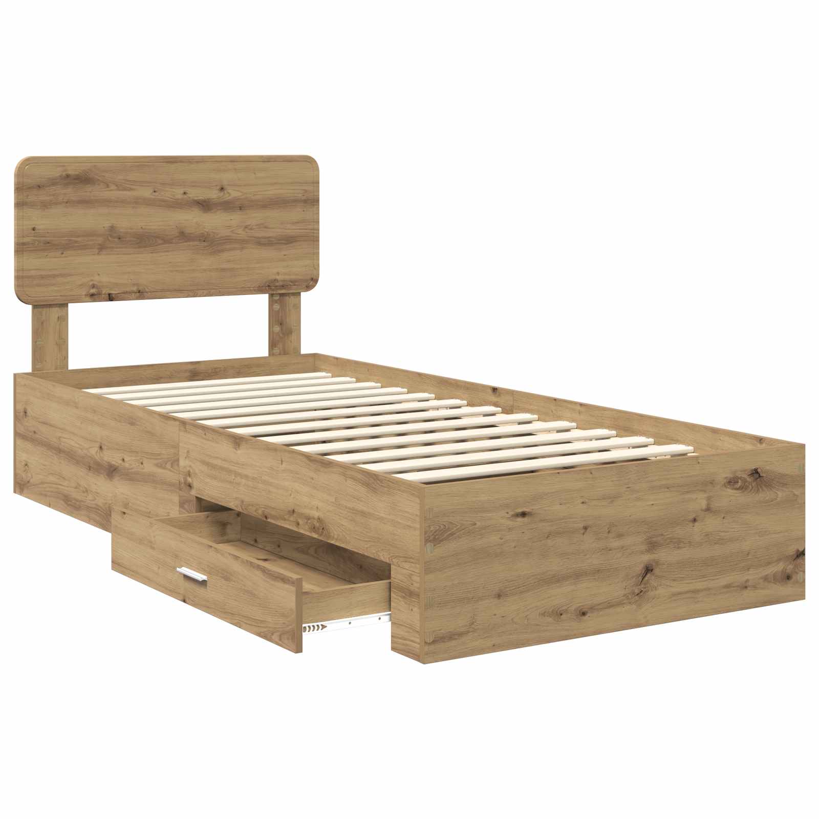 Bedframe met hoofdeinde Artisan Eiken 90 x 200 cm Bewerkt hout is nu te koop bij PeponiXL, paradijselijk wonen!