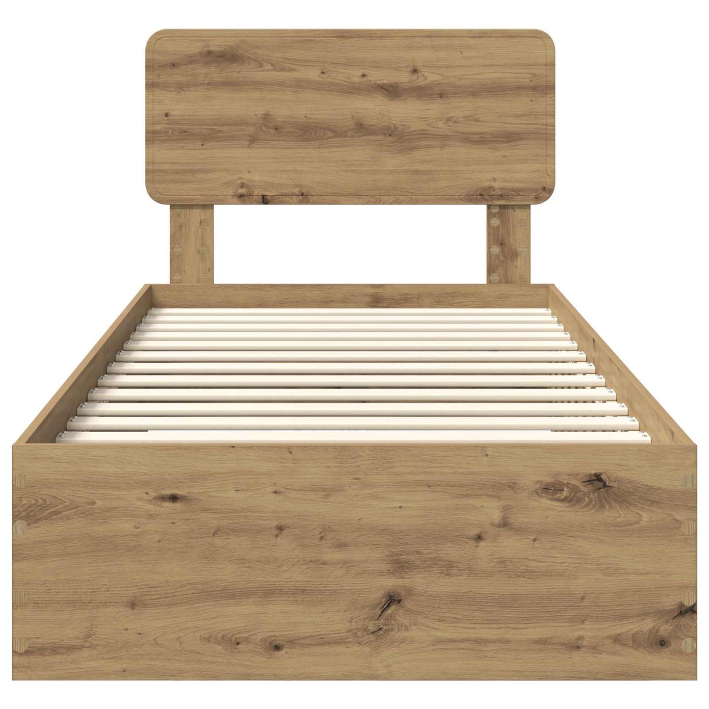 Bedframe met hoofdeinde Artisan Eiken 90 x 200 cm Bewerkt hout is nu te koop bij PeponiXL, paradijselijk wonen!