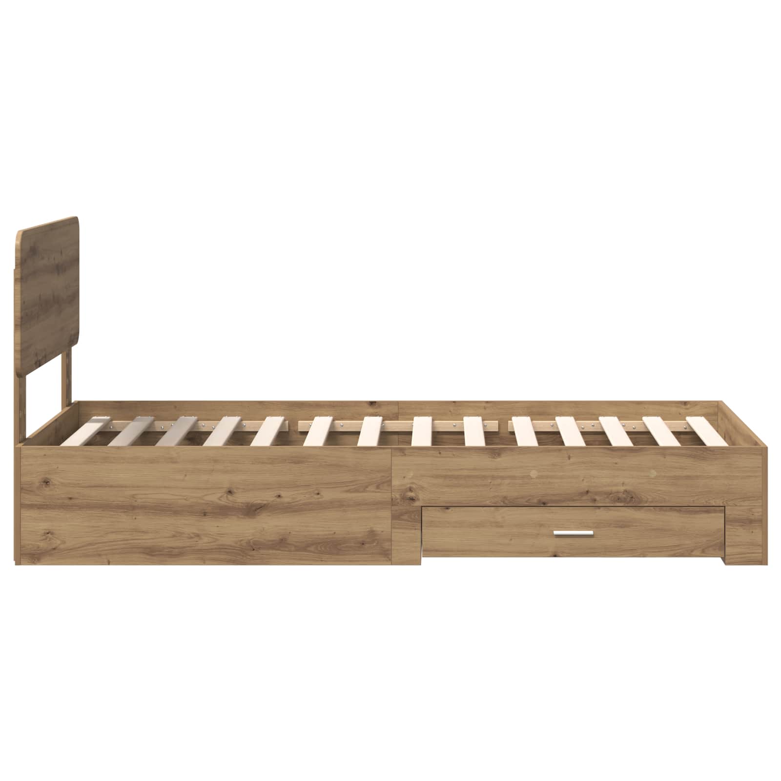 Bedframe met hoofdeinde Artisan Eiken 90 x 200 cm Bewerkt hout is nu te koop bij PeponiXL, paradijselijk wonen!